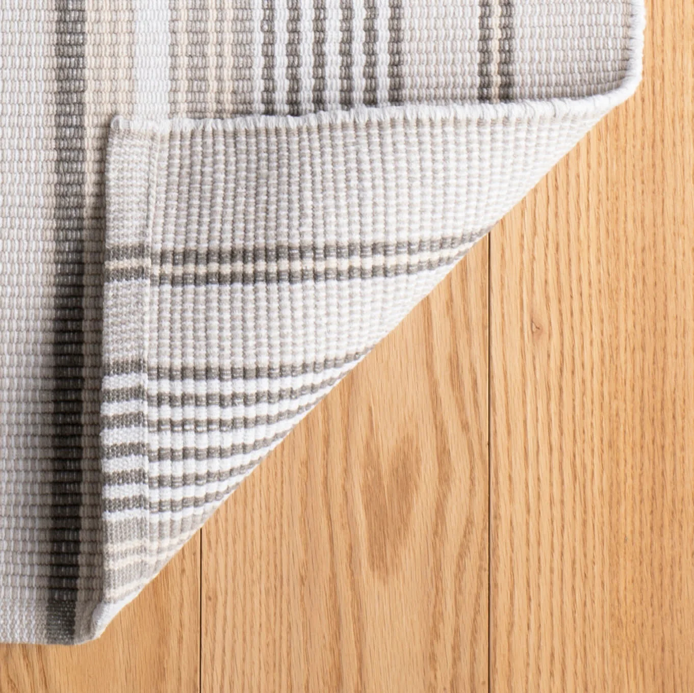 Gradation Ticking Handwoven Cotton Rug | Grey - Image 7