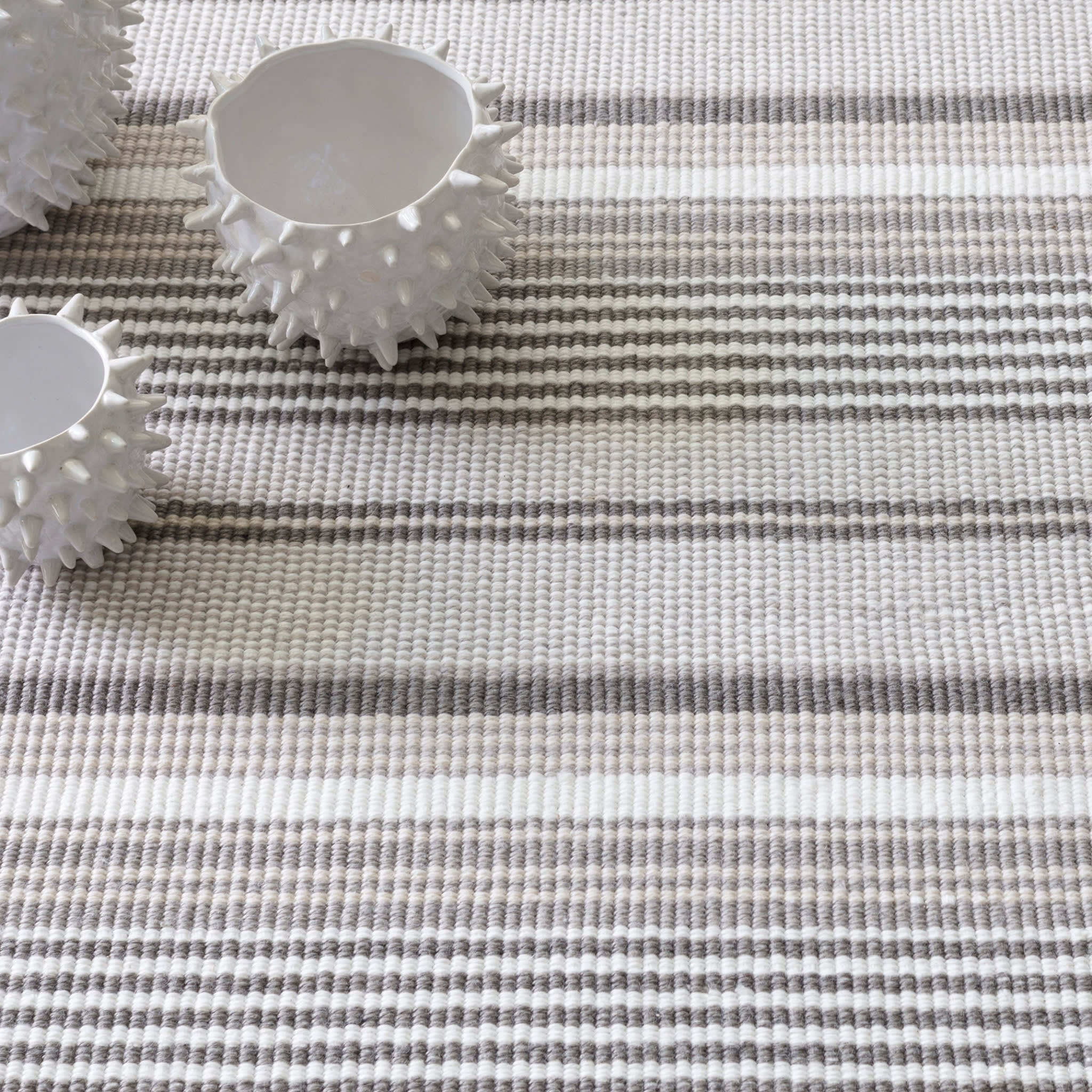 Gradation Ticking Handwoven Indoor/Outdoor Custom Rug | Grey - Image 3