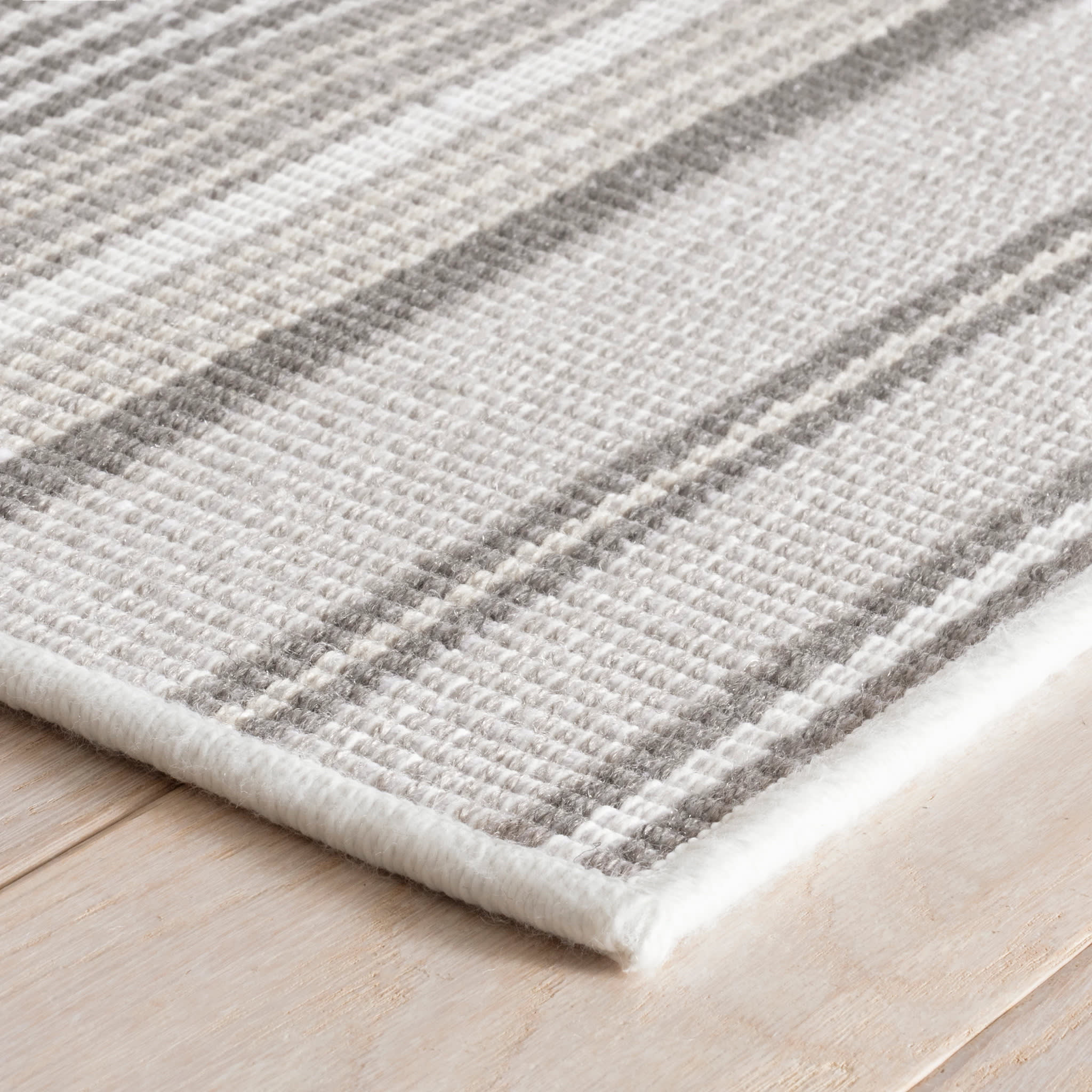 Gradation Ticking Handwoven Indoor/Outdoor Custom Rug | Grey - Image 4