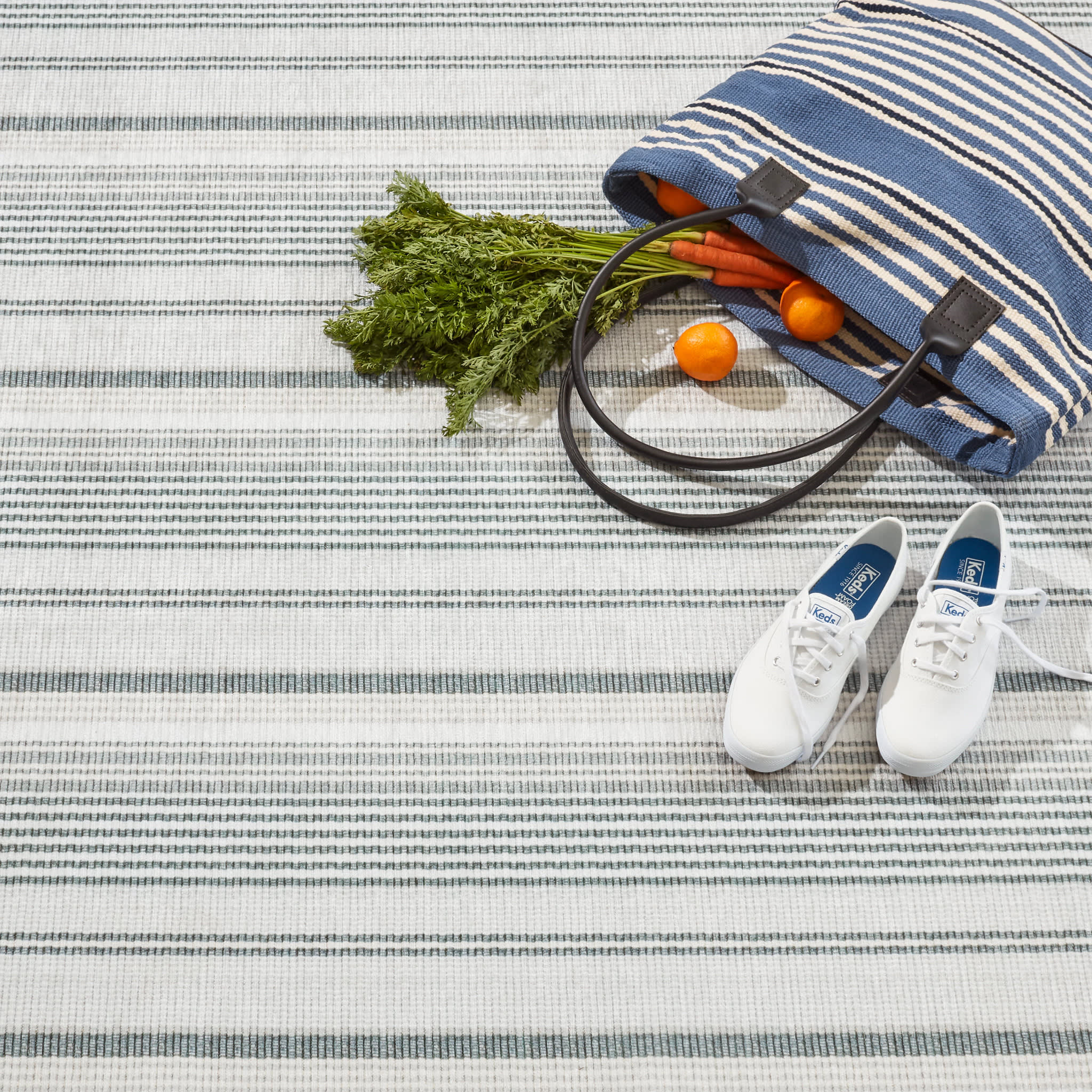 Gradation Ticking Machine Washable Rug | Grey - Image 4
