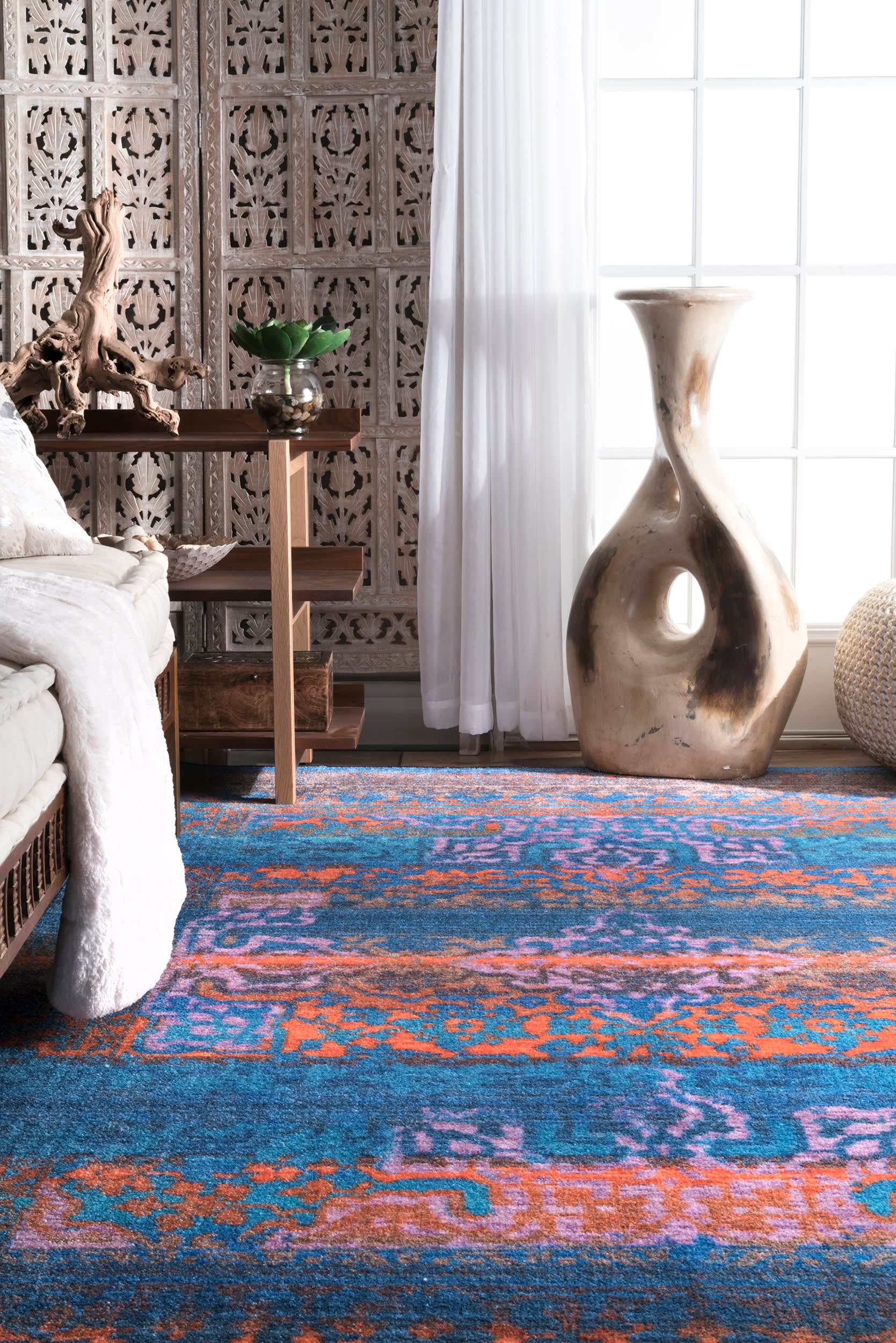 Grainy Florids Rug | Navy Blue - Image 4