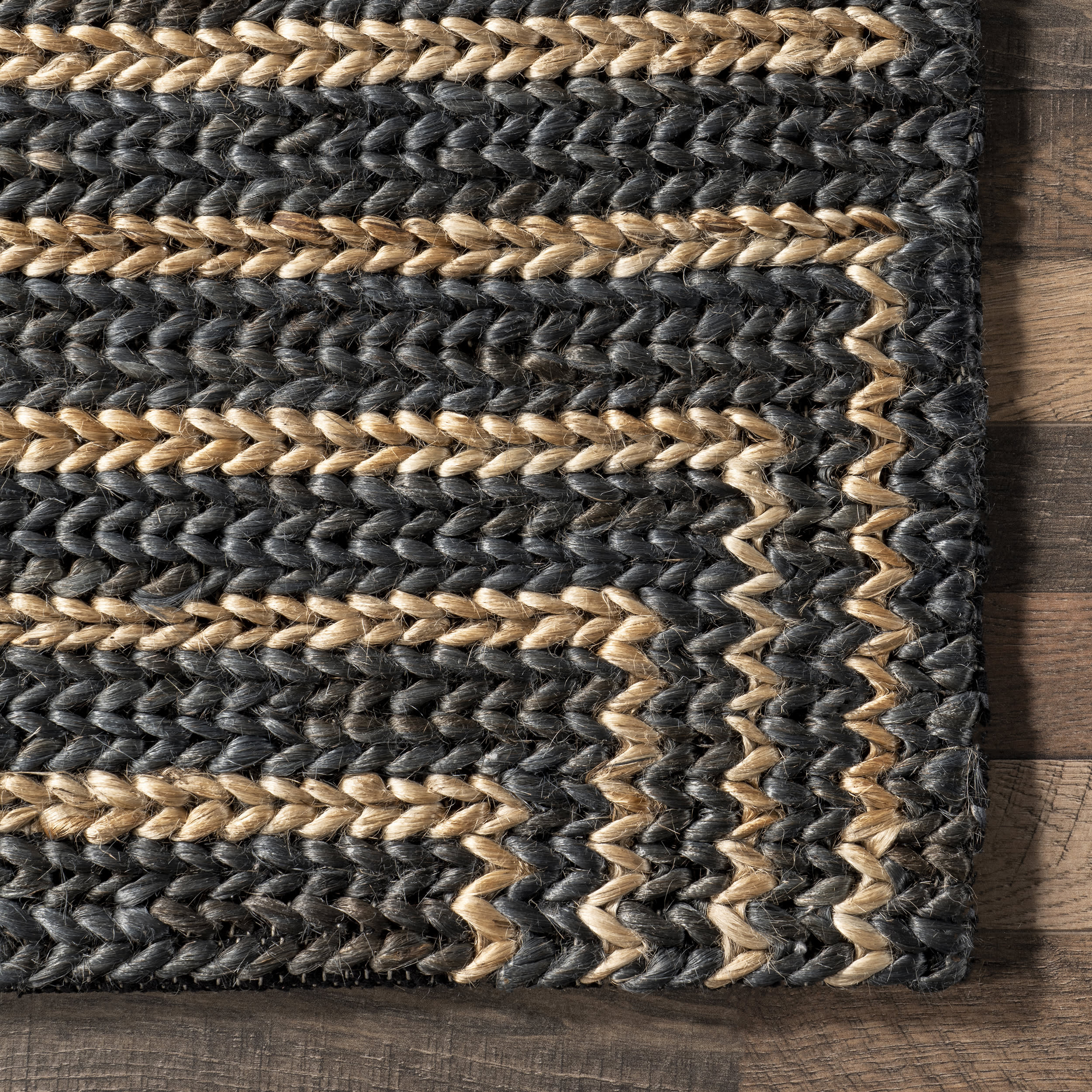 Grassland Handwoven Jute Rug | Black - Image 3