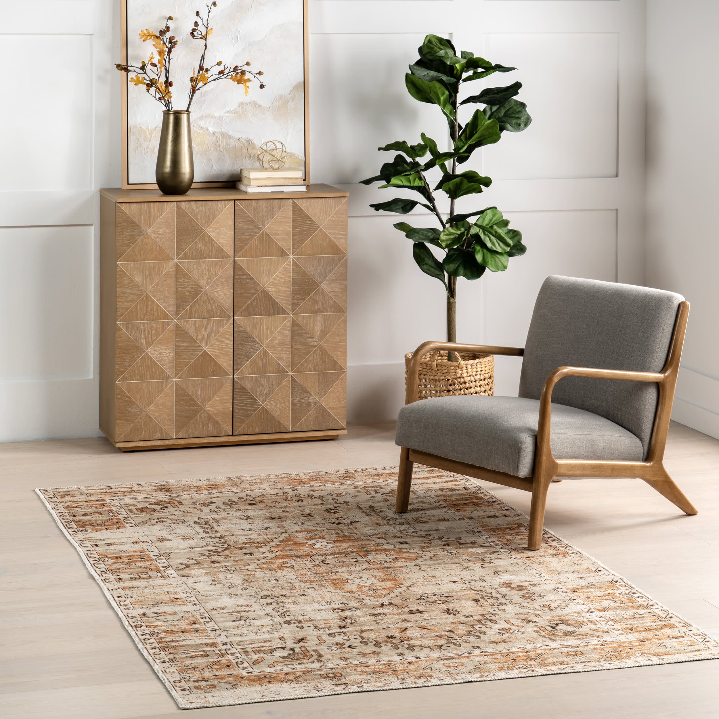 Grazia Fading Medallion Washable Rug | Beige - Image 2