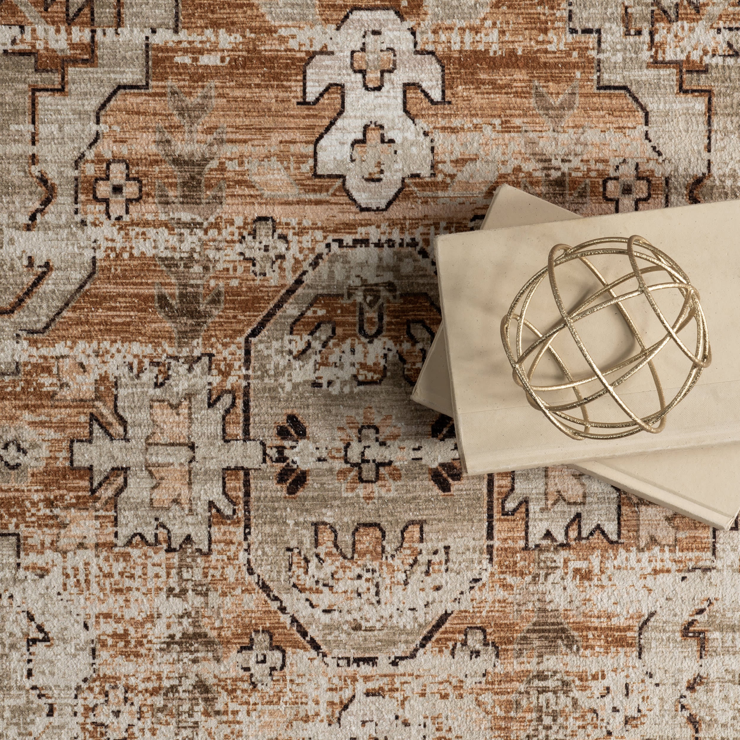 Grazia Fading Medallion Washable Rug | Beige - Image 7