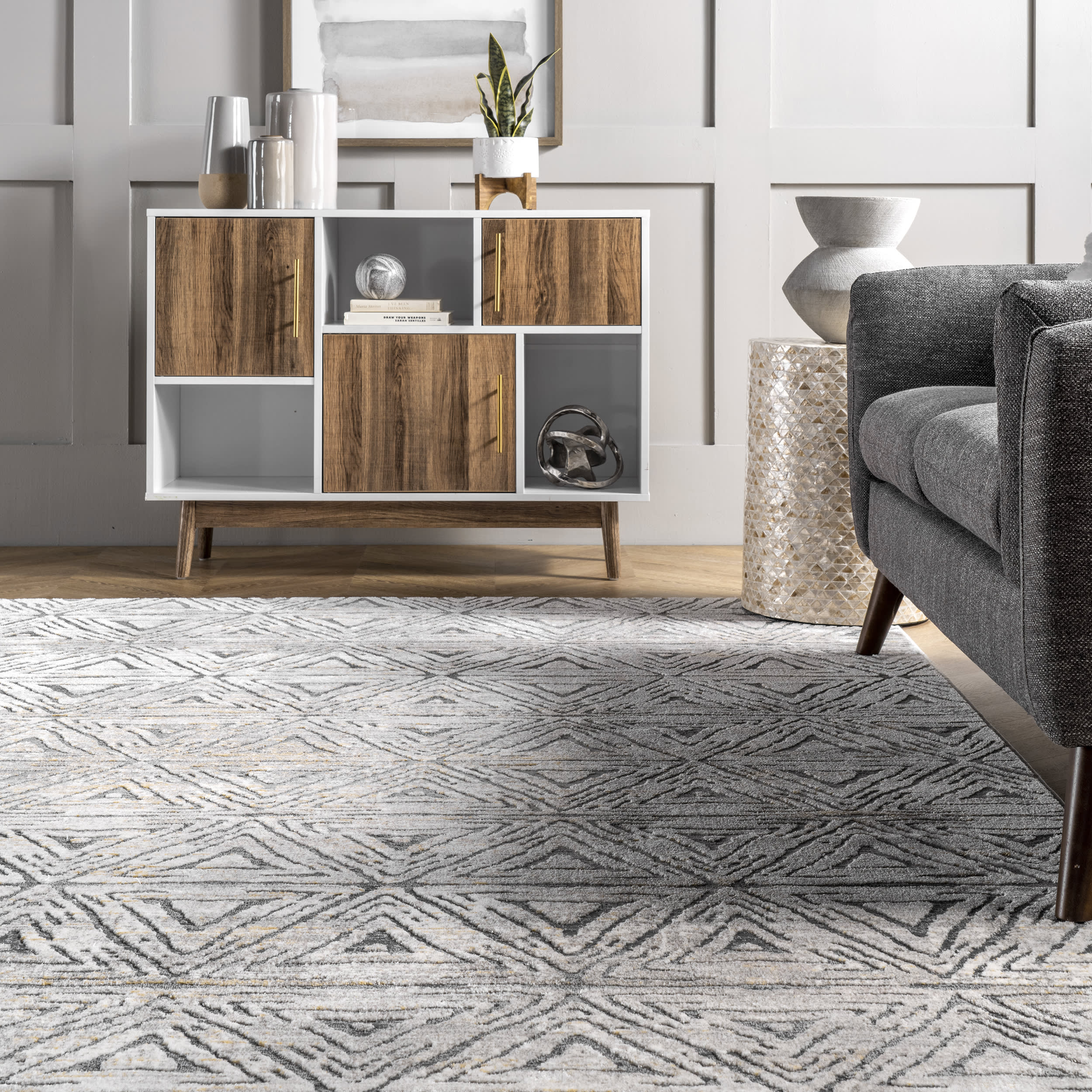 Grecian Stripes Rug | Grey - Image 4