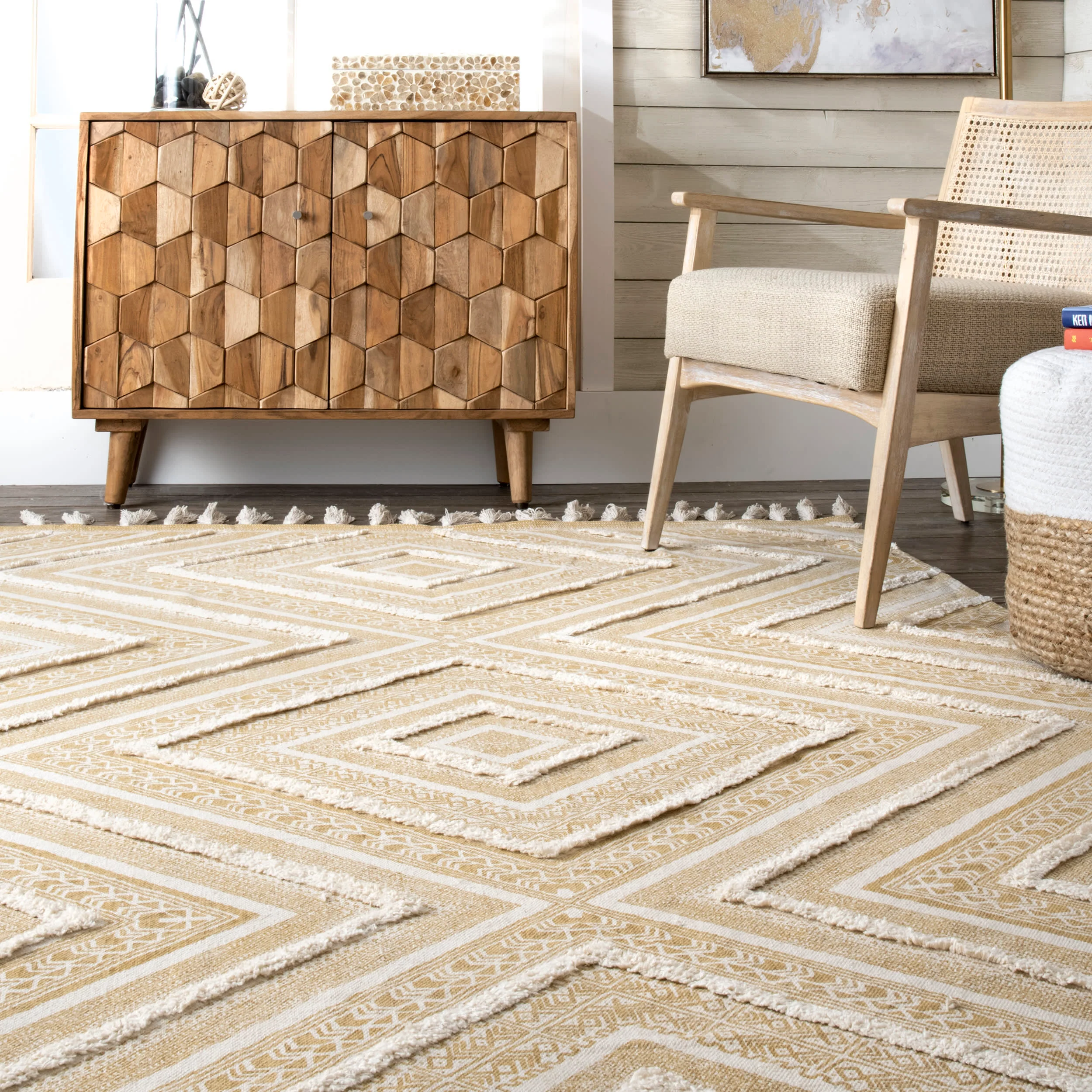 Greek Eye Trellis Rug | Beige - Image 4