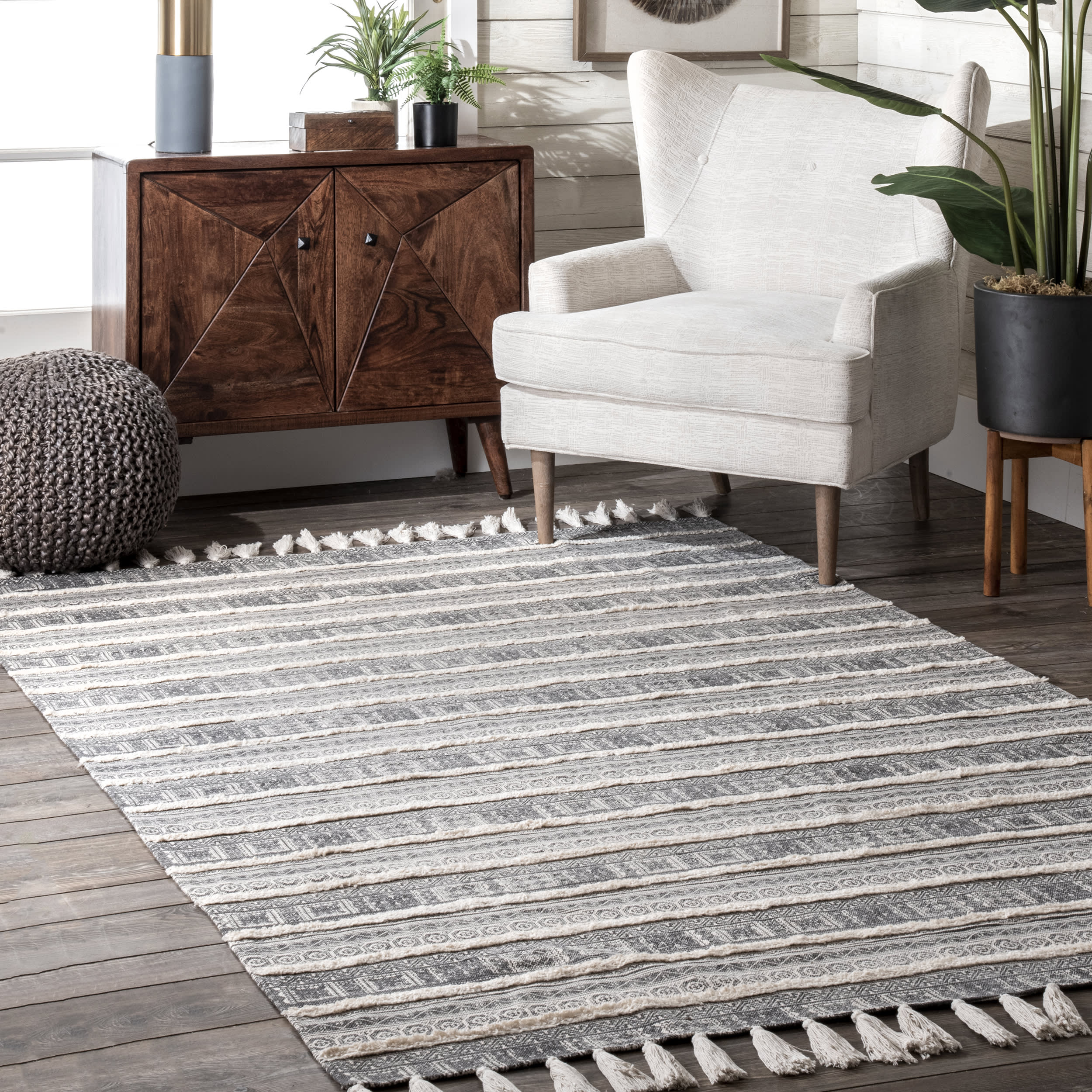Greek Frieze Stripes Rug | Grey - Image 2