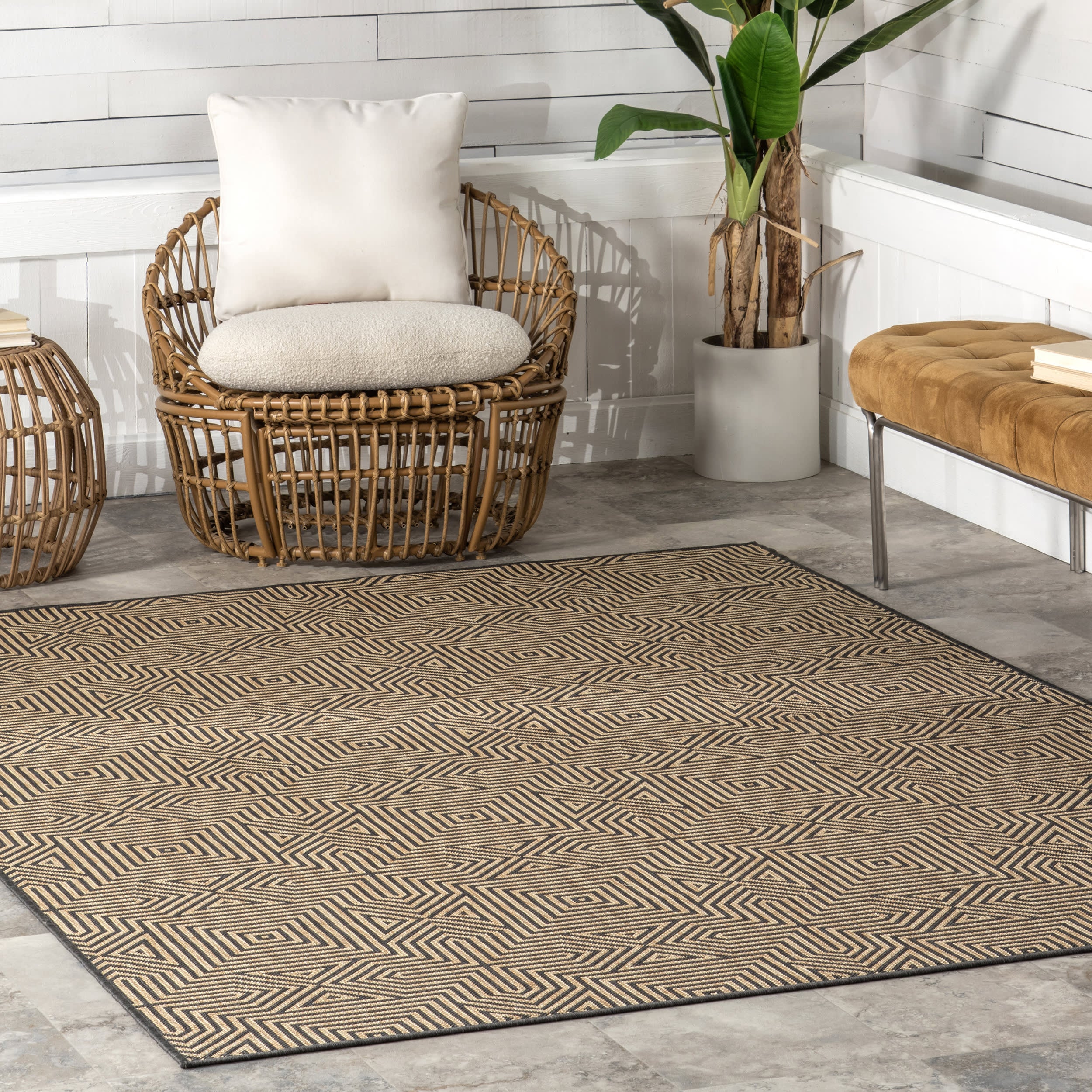 Greek Tiles Indoor/Outdoor Rug | Charcoal - Image 2