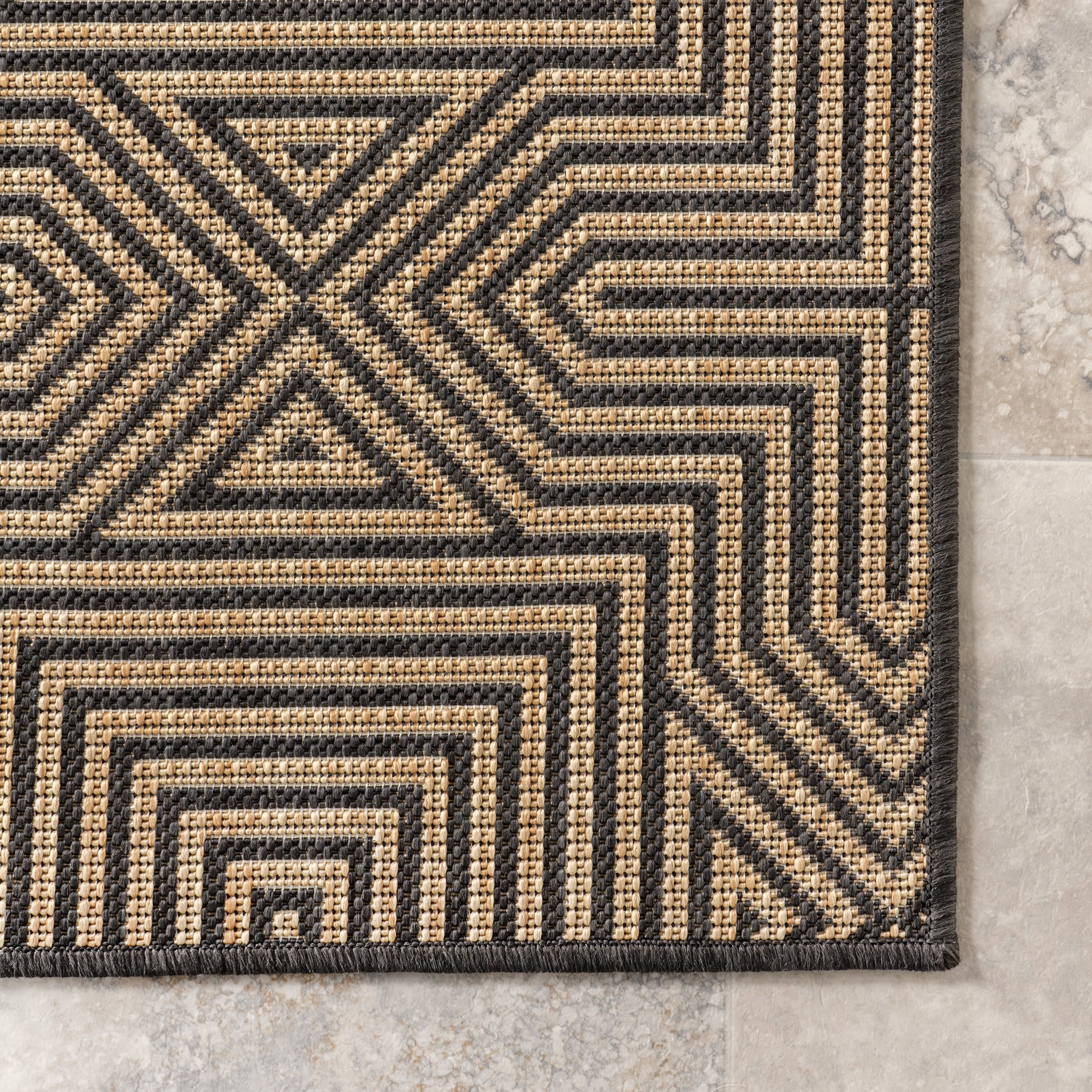 Greek Tiles Indoor/Outdoor Rug | Charcoal - Image 3