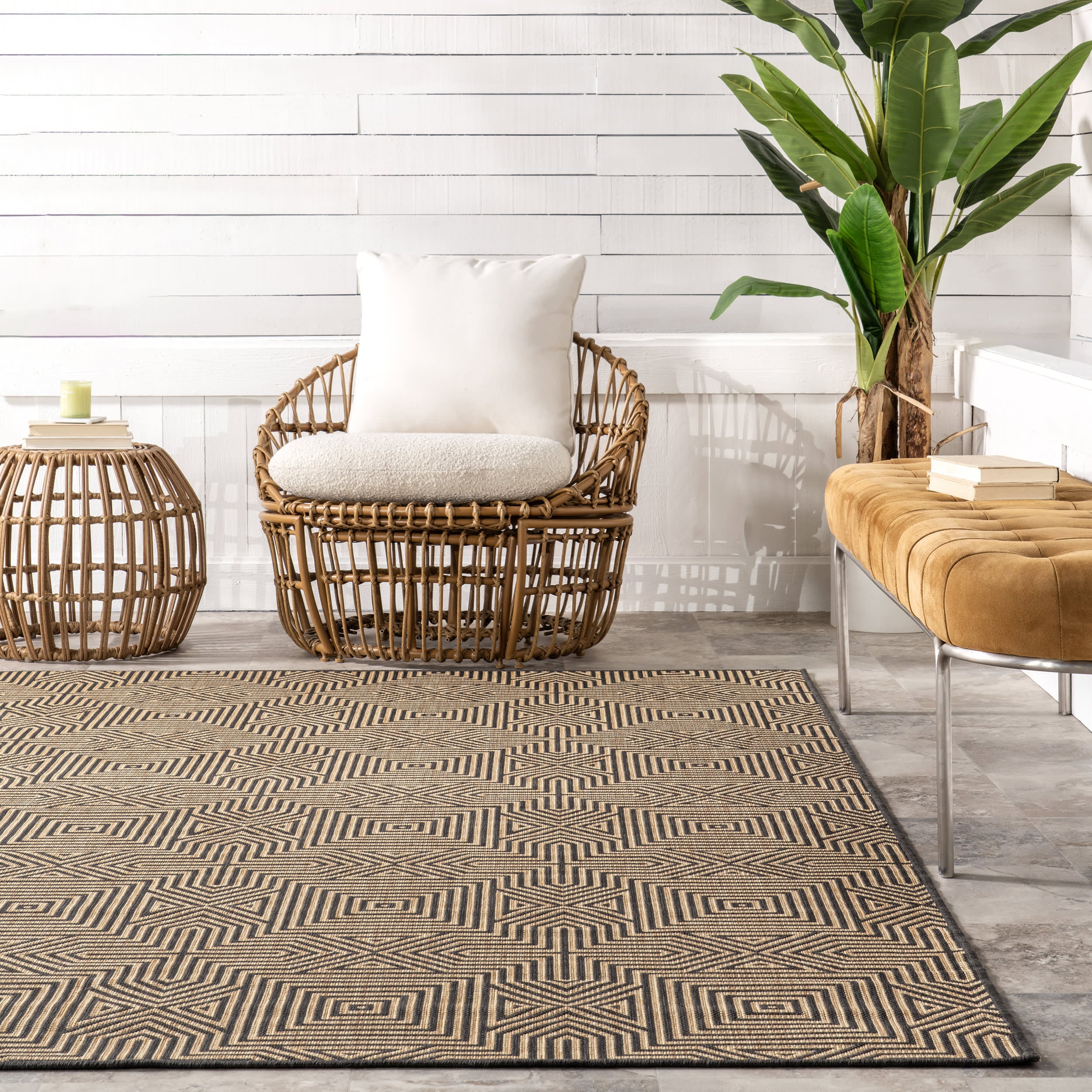 Greek Tiles Indoor/Outdoor Rug | Charcoal - Image 4