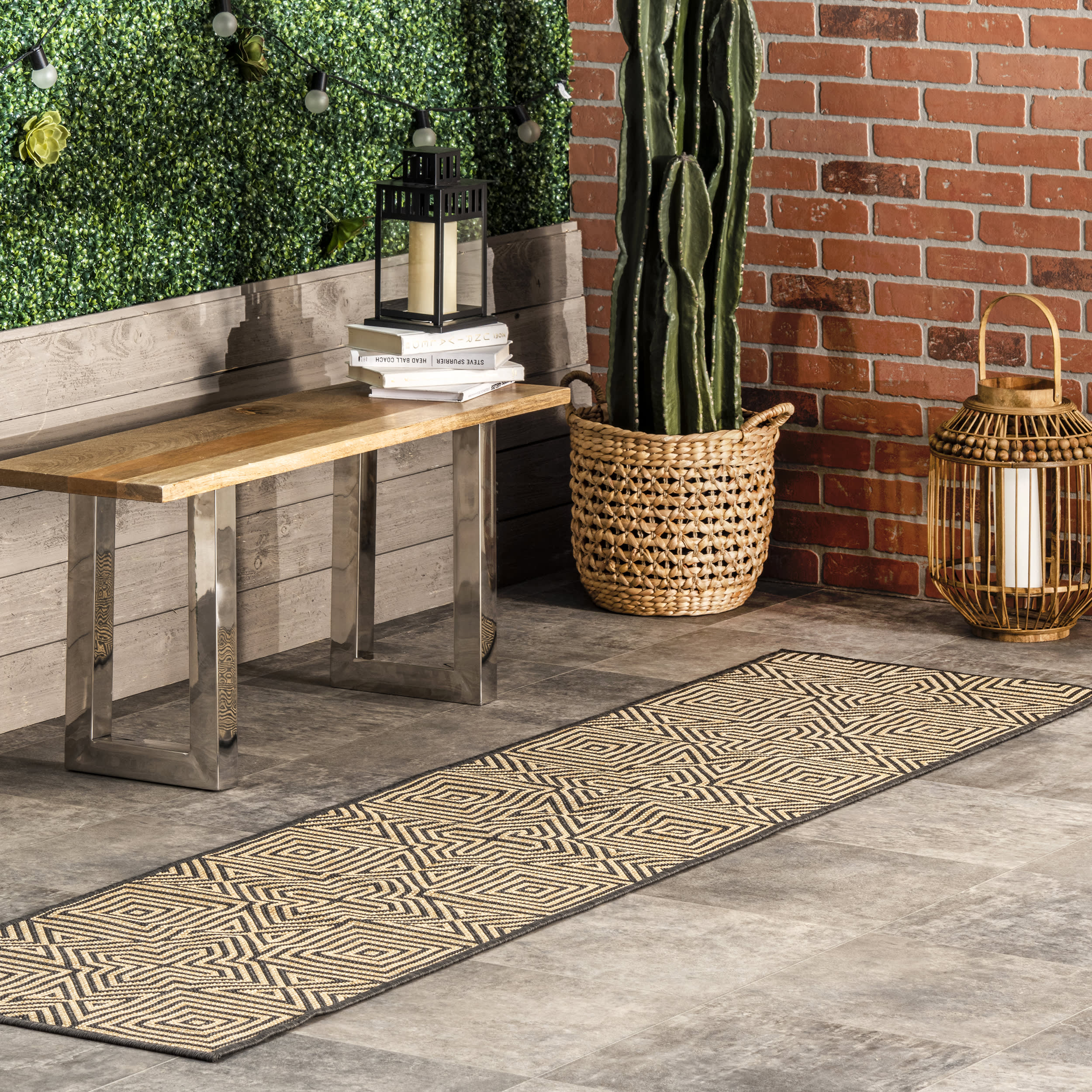 Greek Tiles Indoor/Outdoor Rug | Charcoal - Image 2