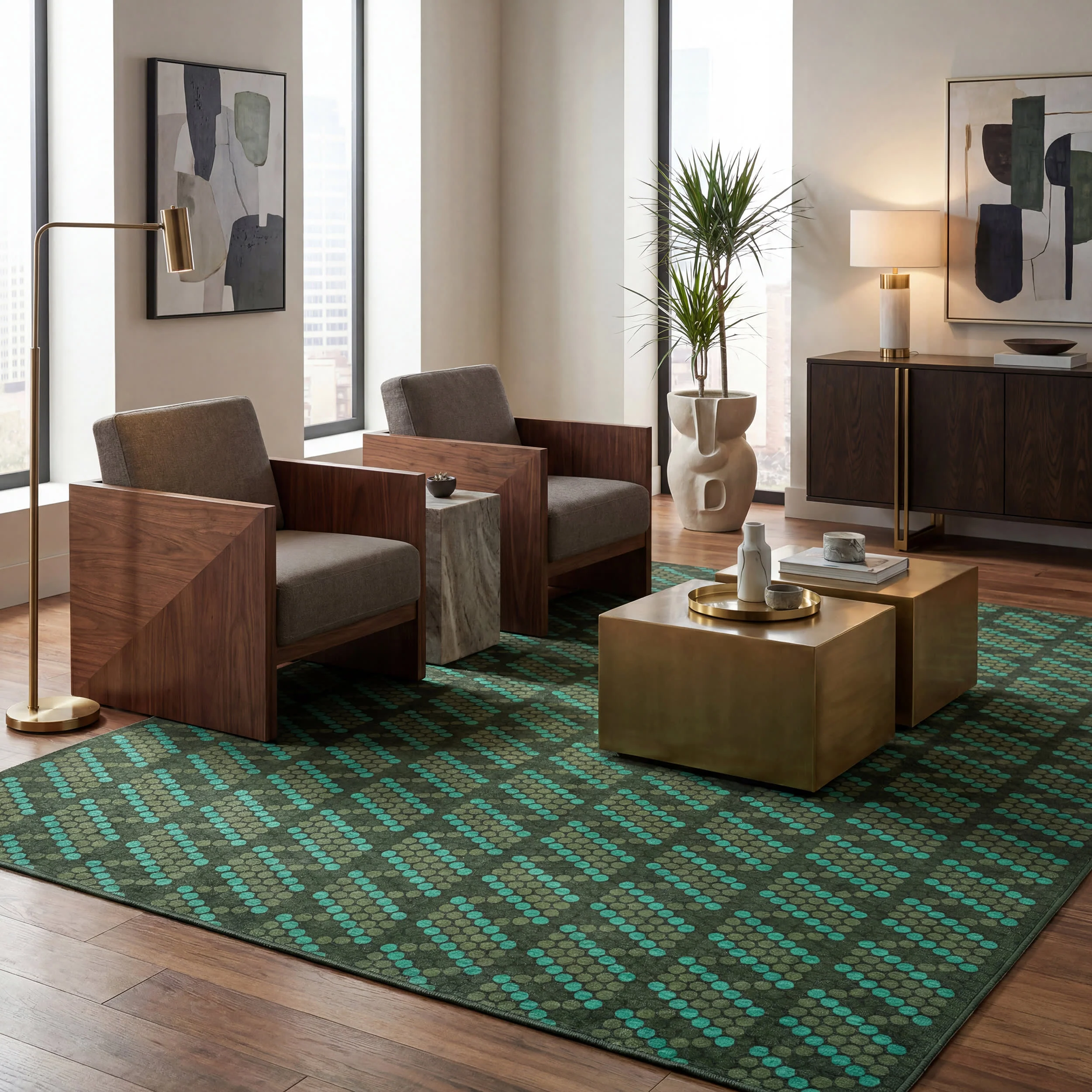 Green Groove Striped Washable Rug by Society6 | Green - Image 9