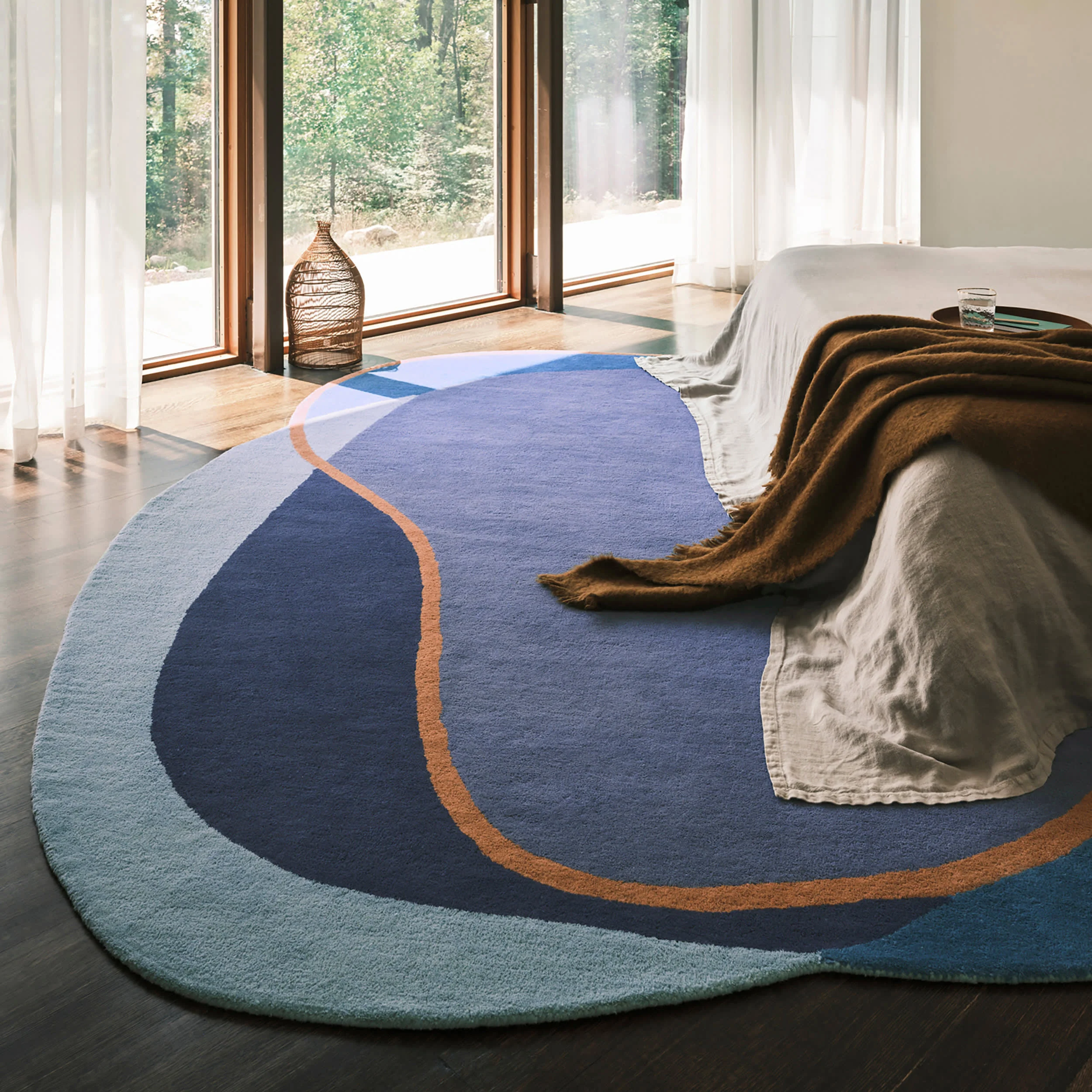 Greenwich Abstract Wool Rug | Blue Multicolor - Image 2