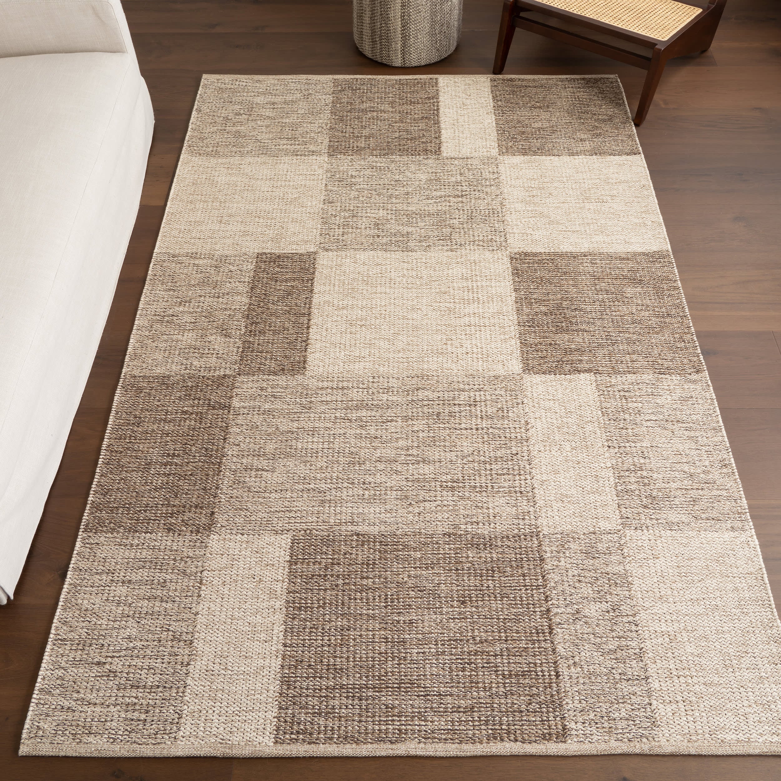Greer Checkered Rug | Beige - Image 2