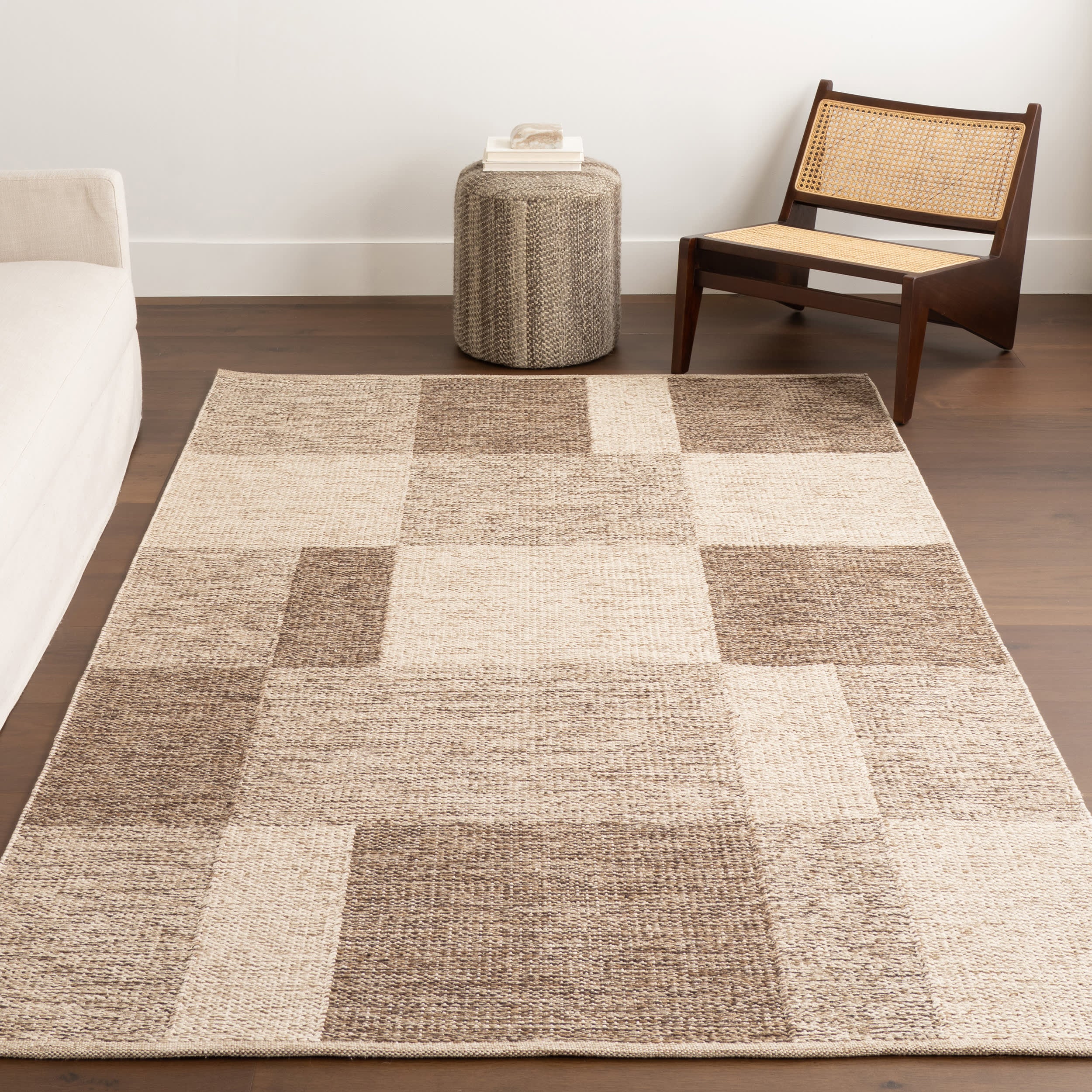 Greer Checkered Rug | Beige - Image 5