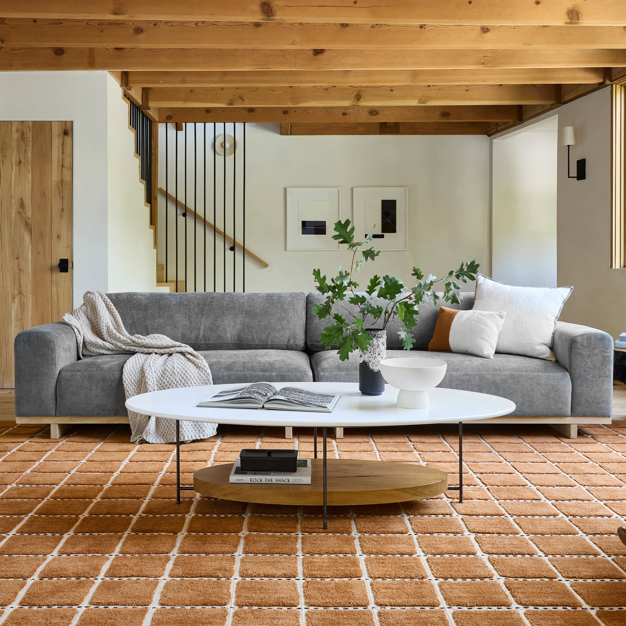 Gretchen Checked Wool Rug | Rust - Image 2