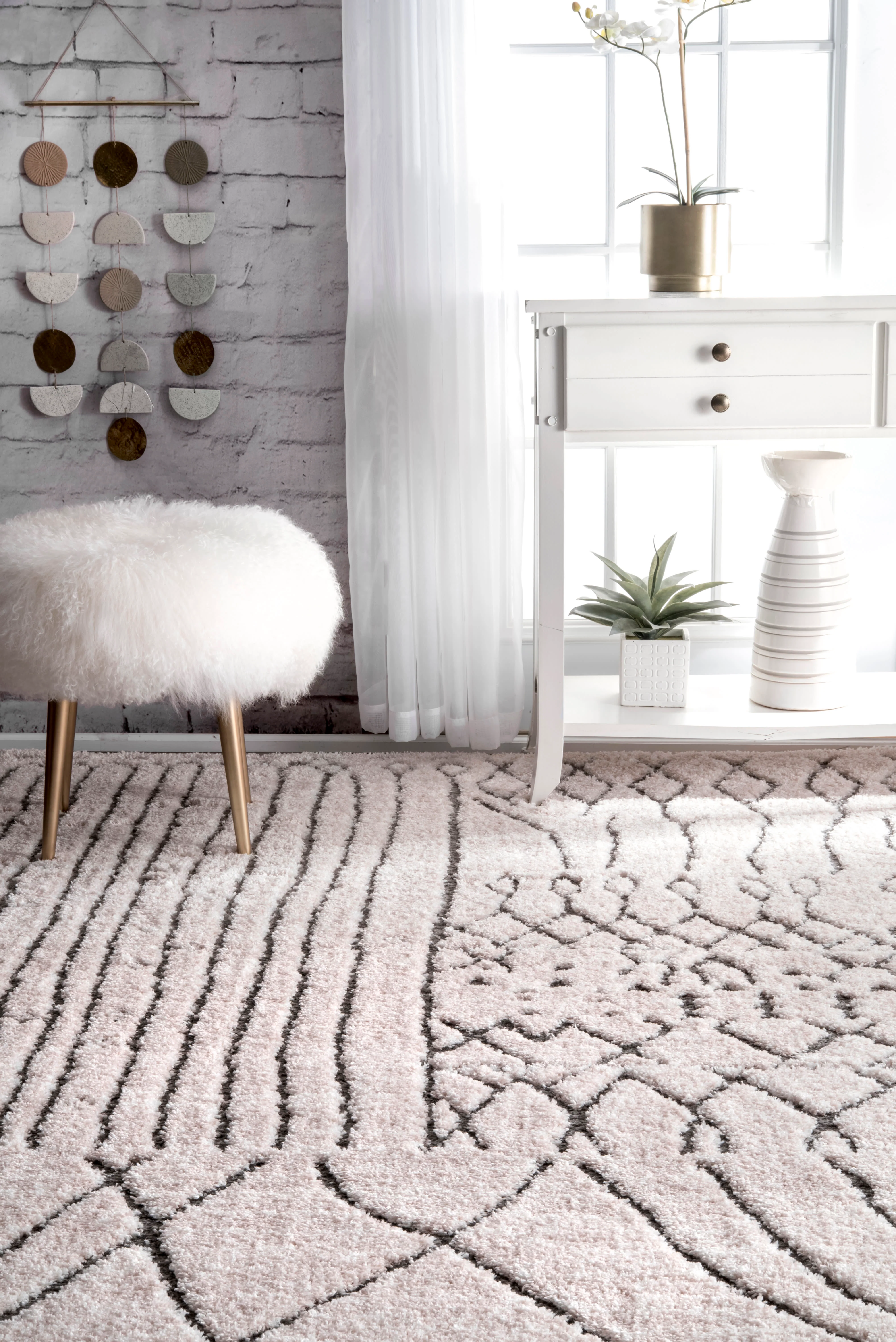 Grooved Zen Garden Moroccan Rug | Light Beige - Image 4