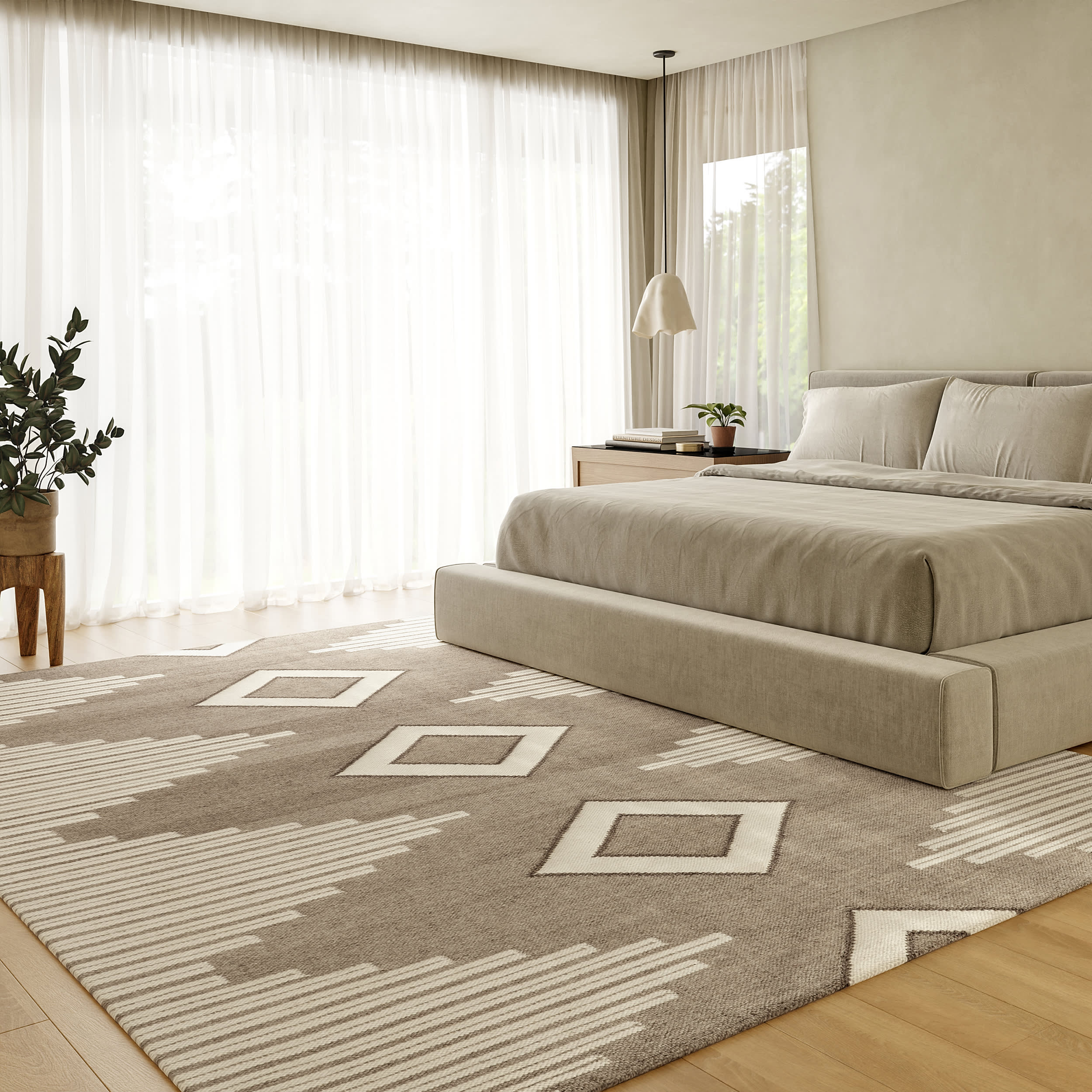 Grove Southwestern Cotton-Blend Rug | Taupe - Image 2