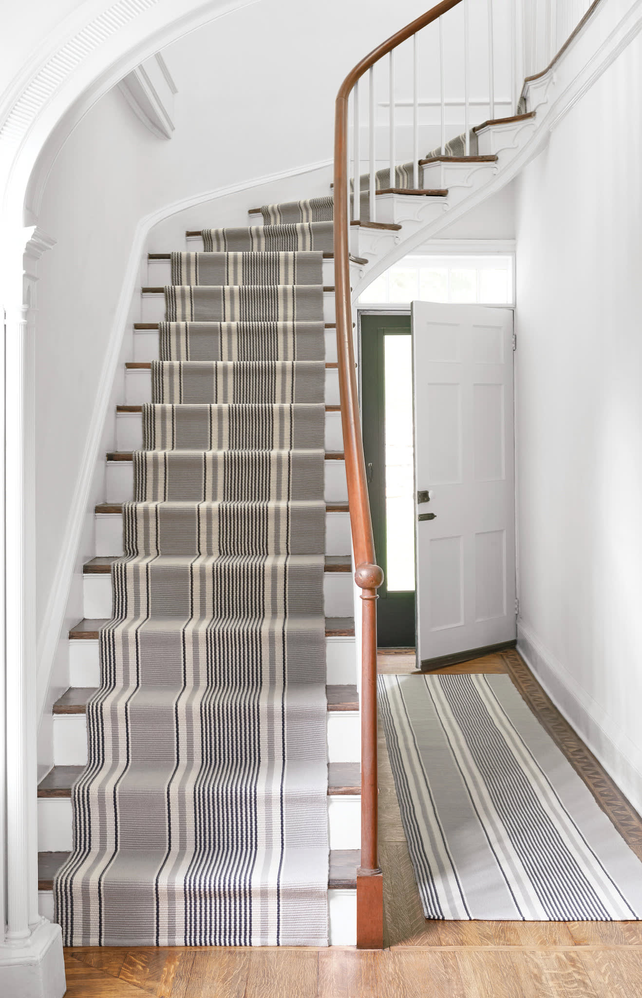 Gunner Stripe Handwoven Cotton Rug | Blue - Image 2