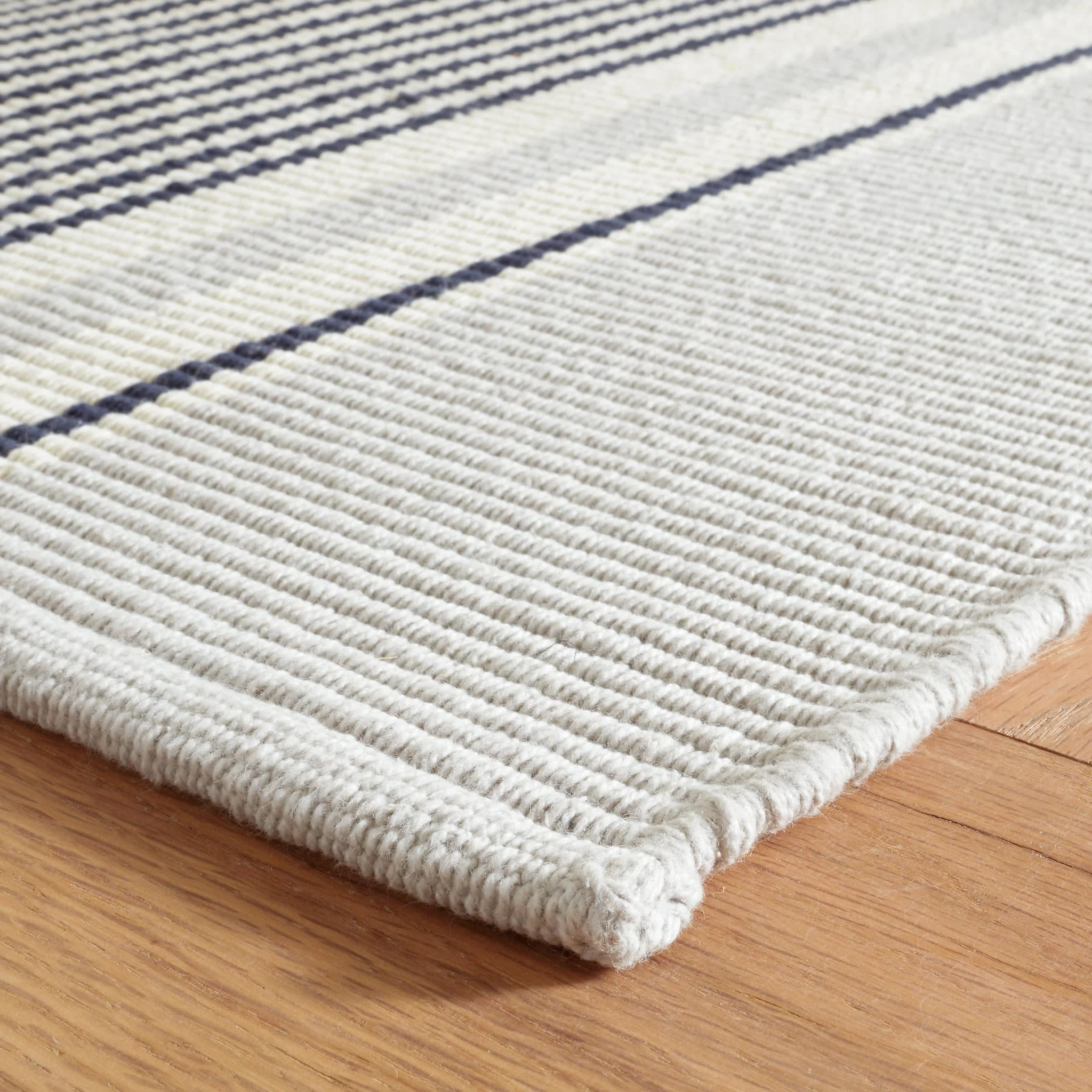 Gunner Stripe Handwoven Cotton Rug | Blue - Image 5