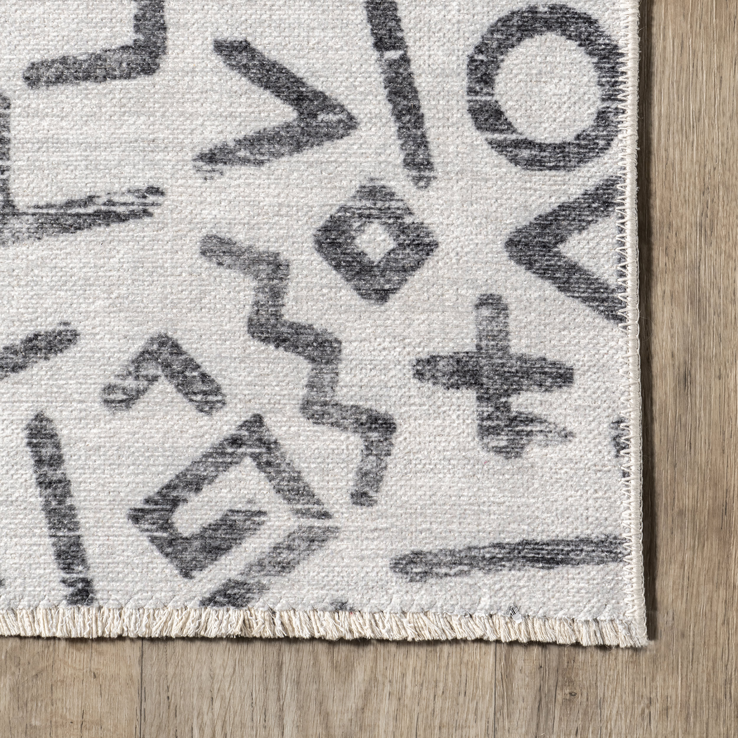Hadara Washable Symbols Rug | Light Grey - Image 3