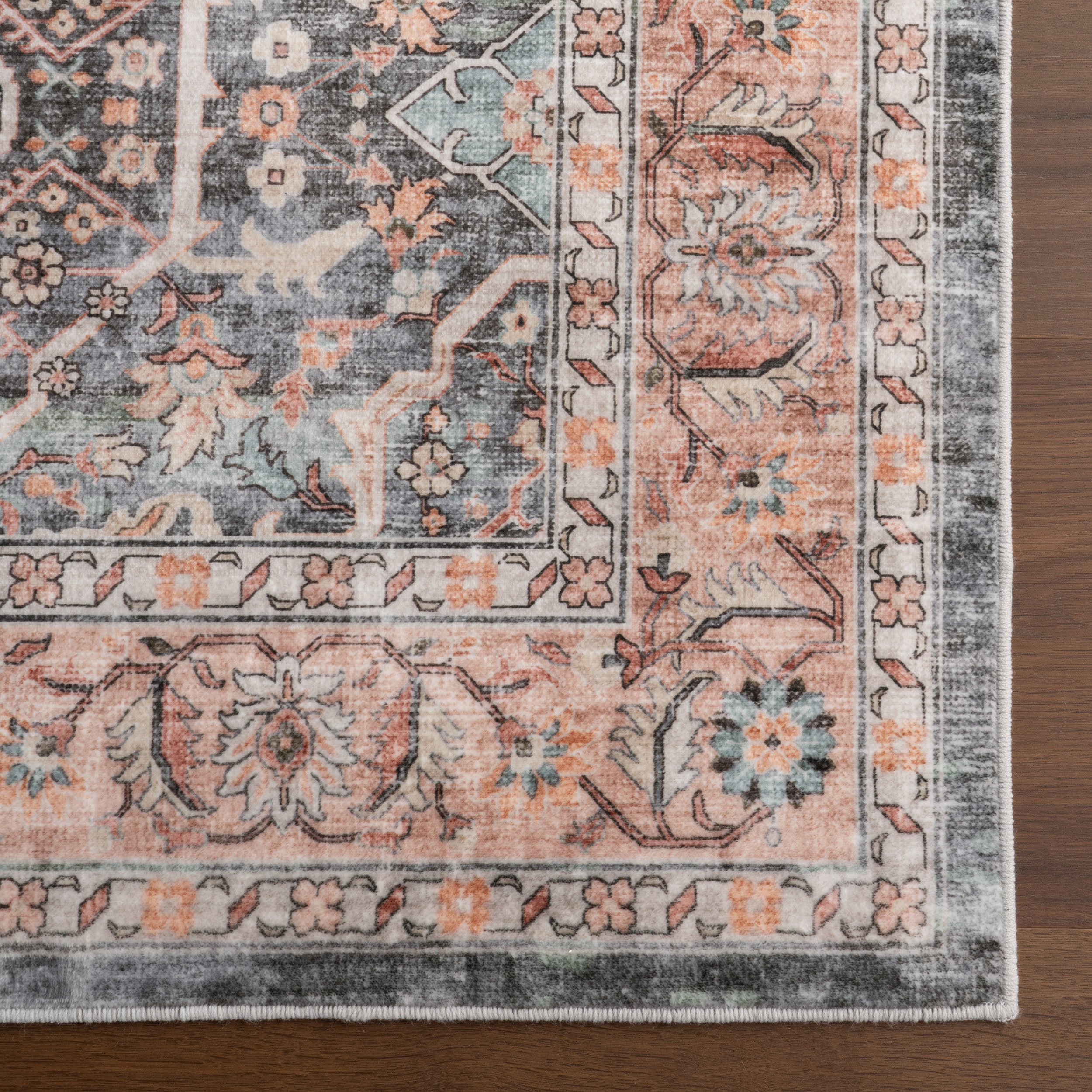 Hadlee Medallion Washable Rug | Peach - Image 4