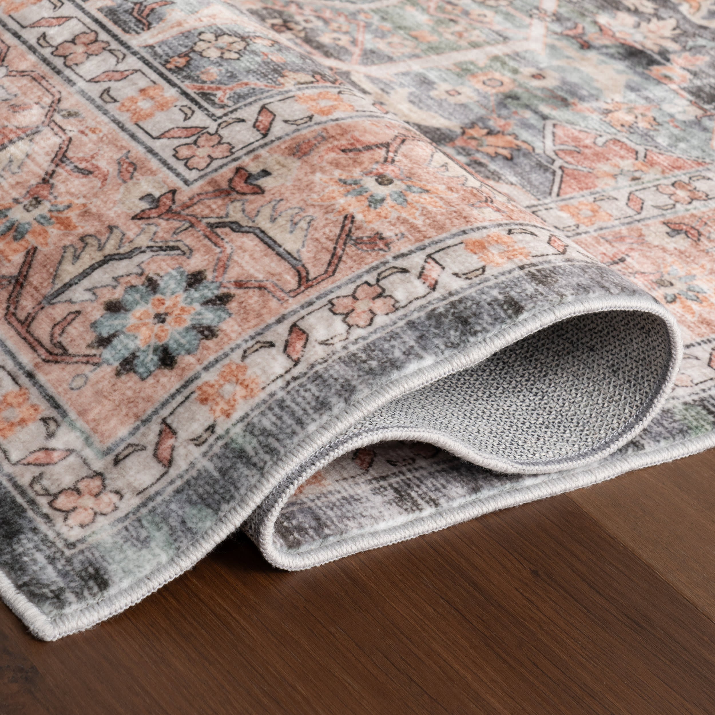 Hadlee Medallion Washable Rug | Peach - Image 9