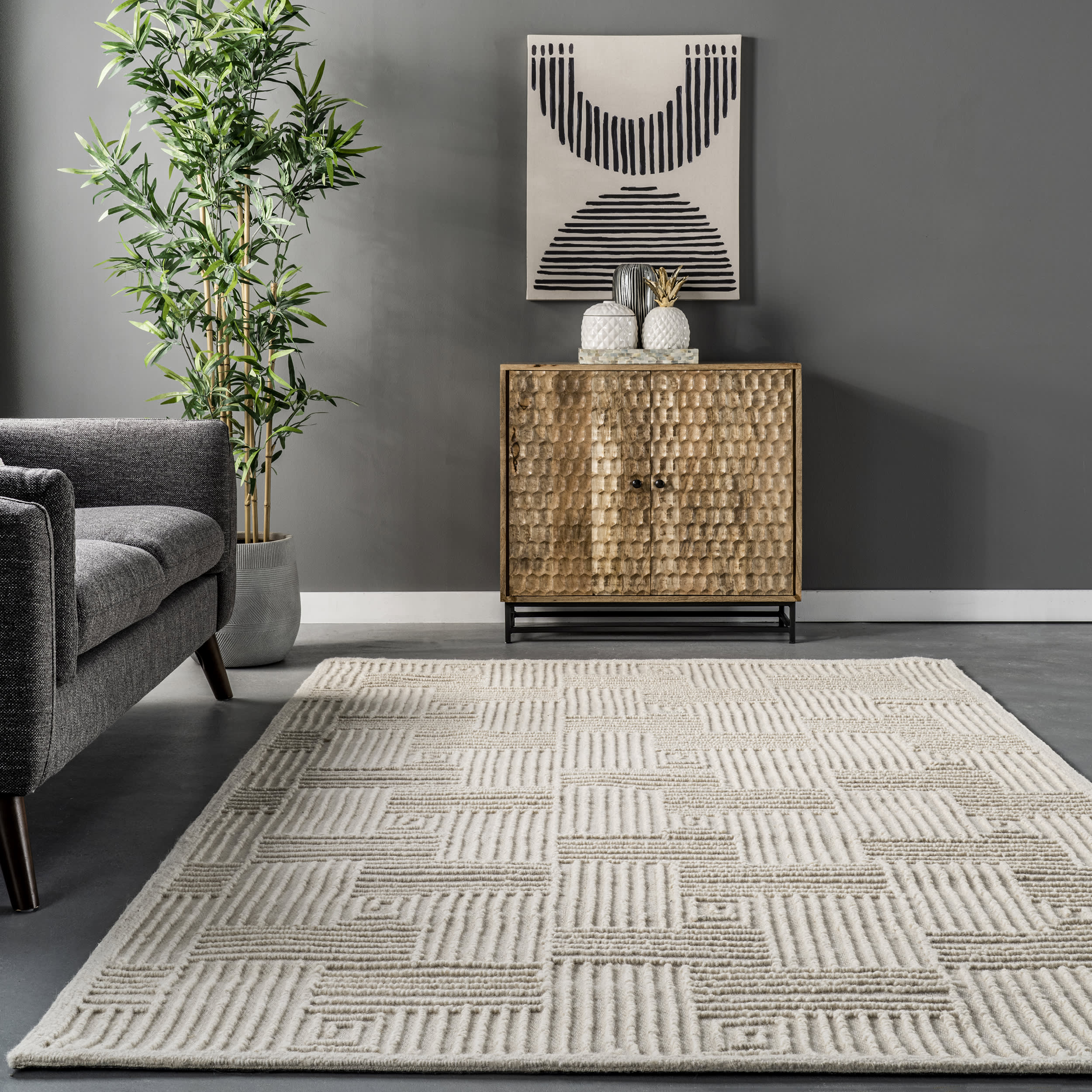 Hadley Textured Stripes Rug | Ivory - Image 4