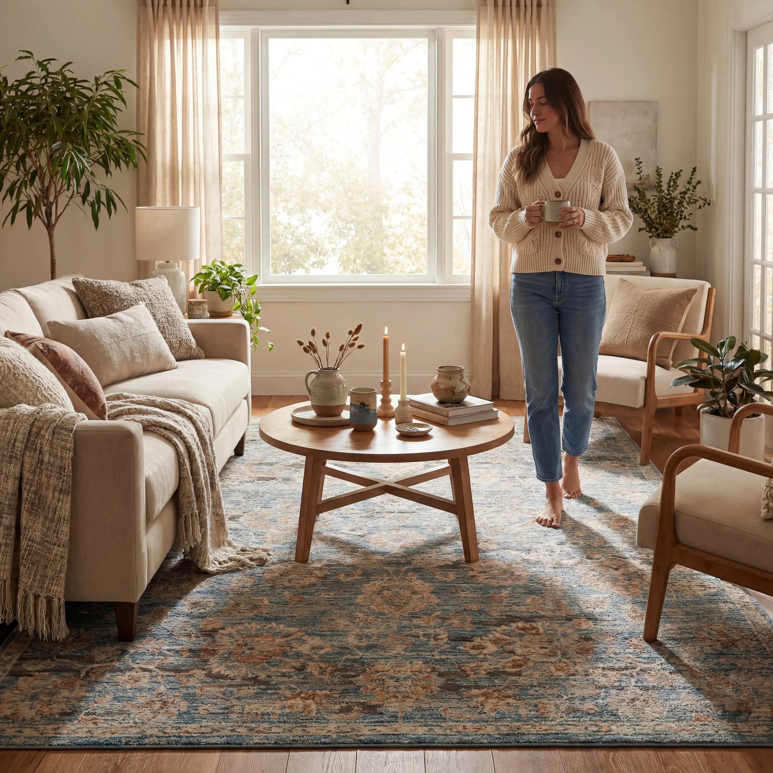 Halima Traditional Vintage Floral Rug | Blue - Image 9