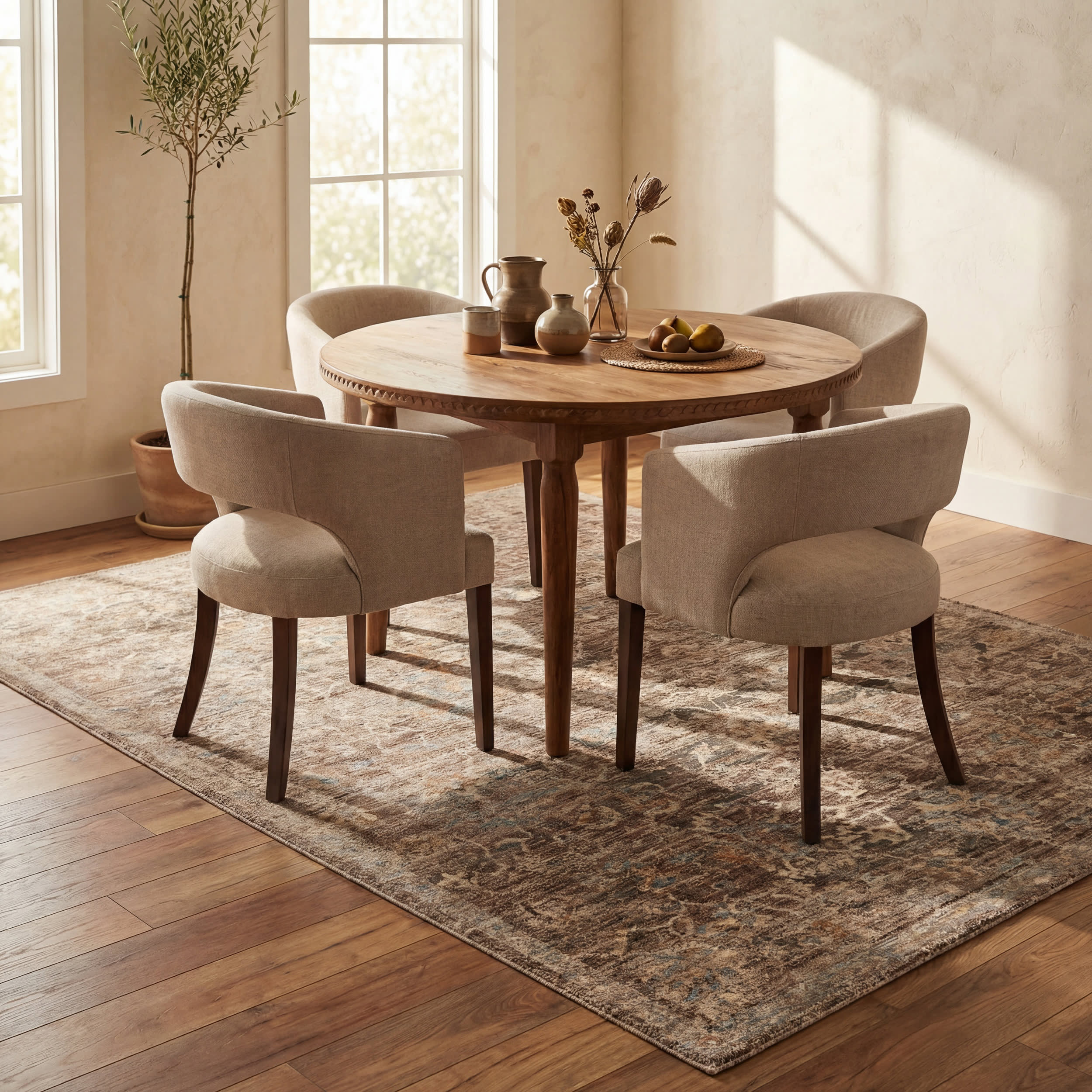 Halima Traditional Vintage Floral Rug | Brown - Image 7