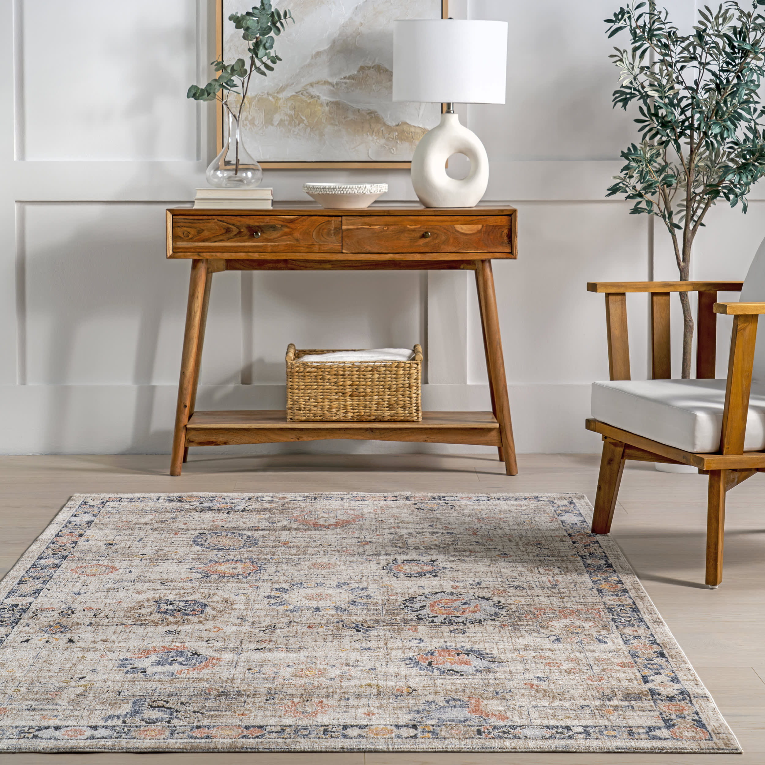 Halley Traditional Vintage Rug | Beige - Image 4