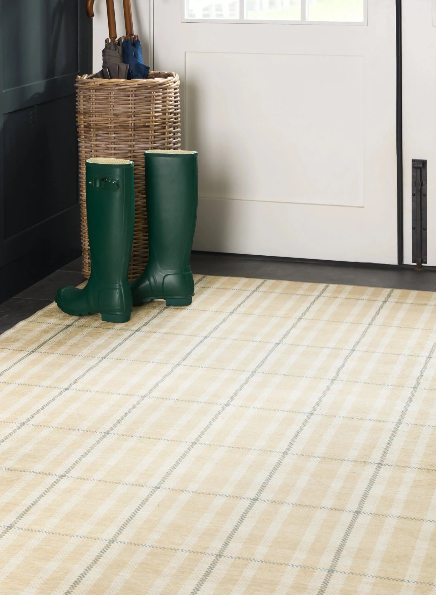 Hallie Plaid Machine Washable Rug | Khaki - Image 4