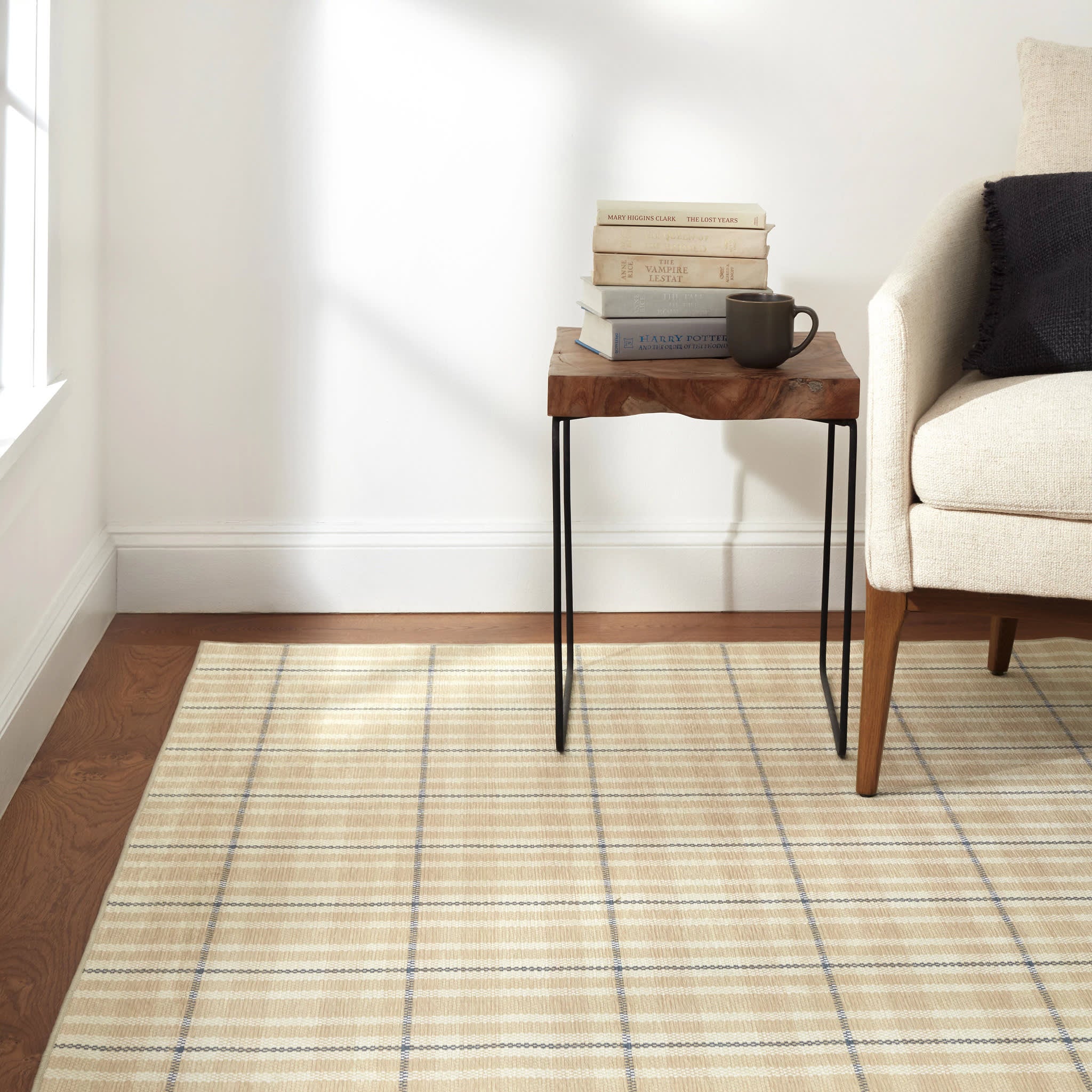 Hallie Plaid Machine Washable Rug | Khaki - Image 5