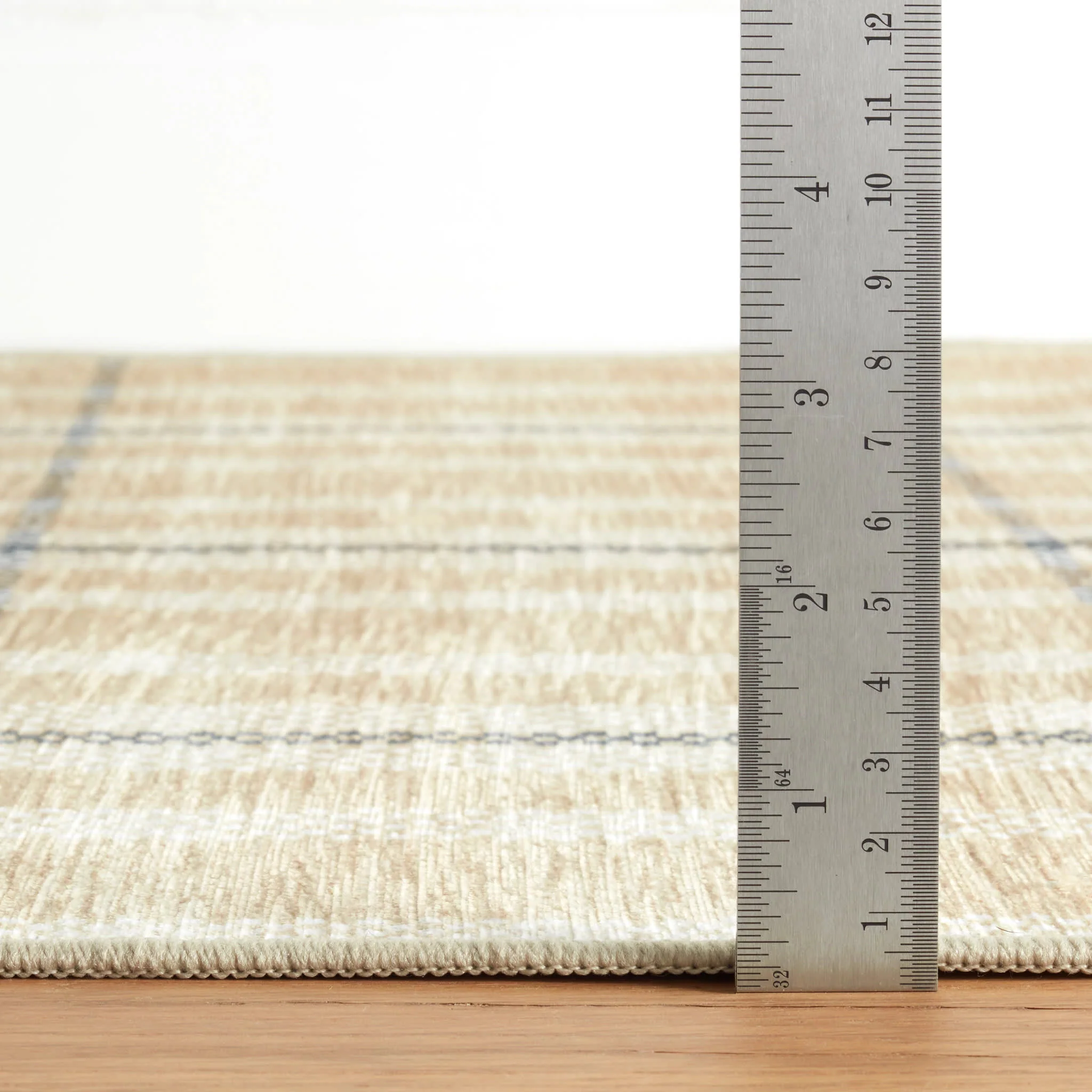 Hallie Plaid Machine Washable Rug | Khaki - Image 7