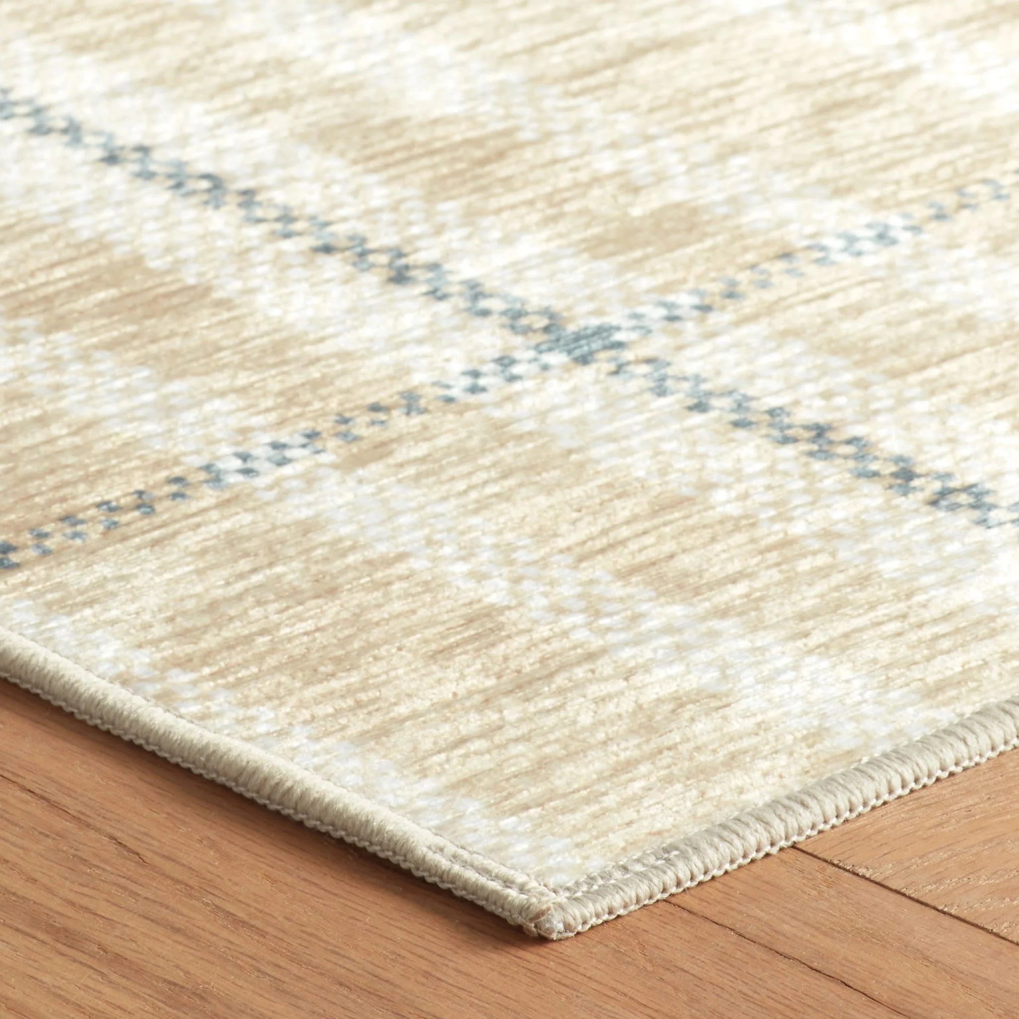 Hallie Plaid Machine Washable Rug | Khaki - Image 8