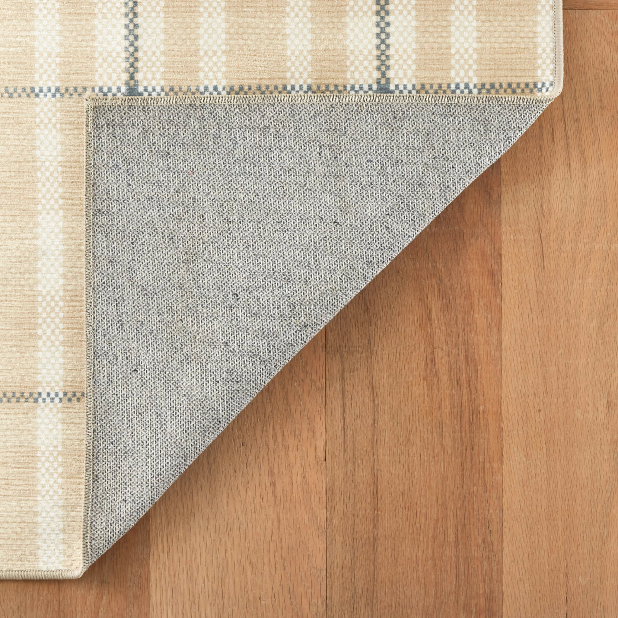 Hallie Plaid Machine Washable Rug | Khaki - Image 9