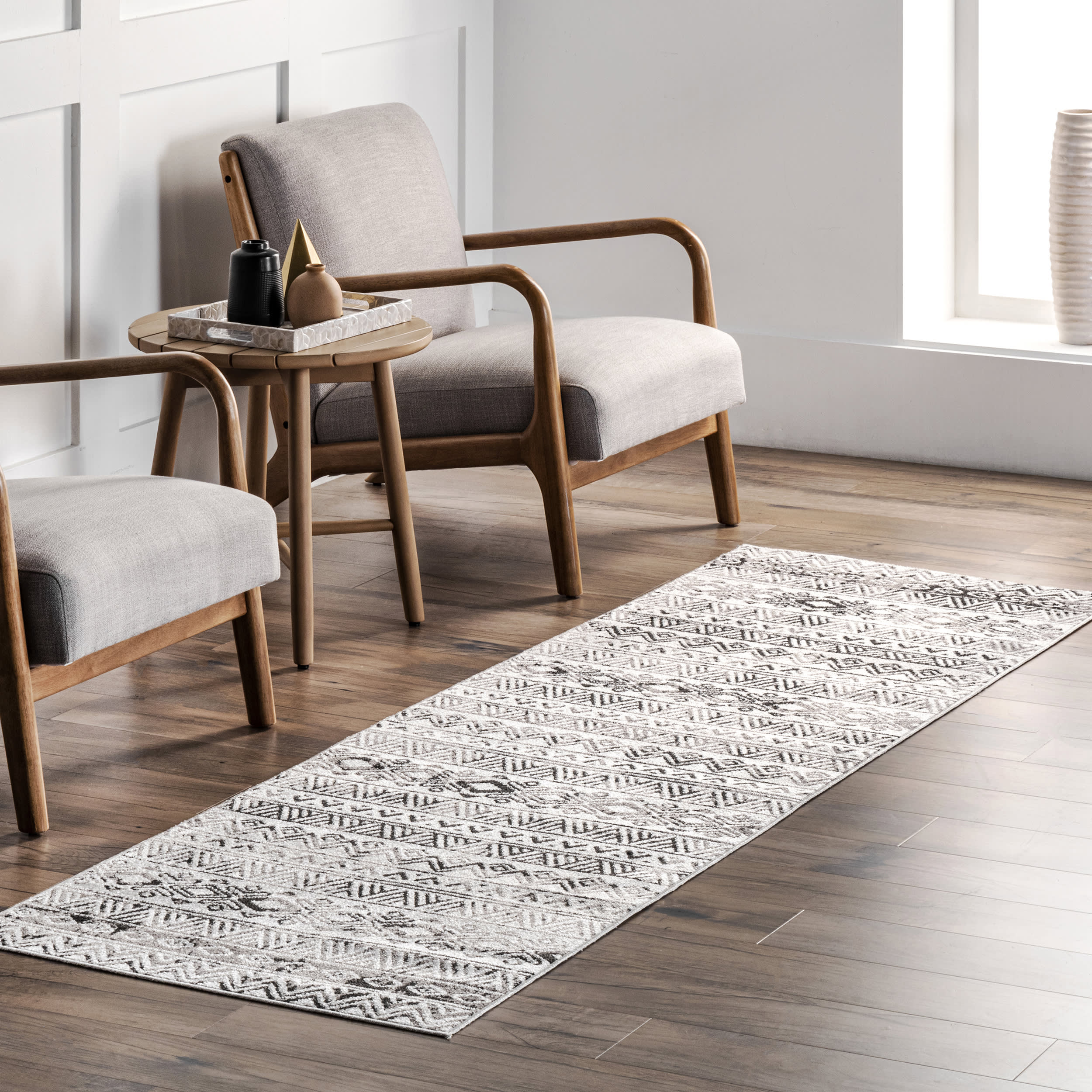 Halsey Banded Washable Rug | Grey - Image 2