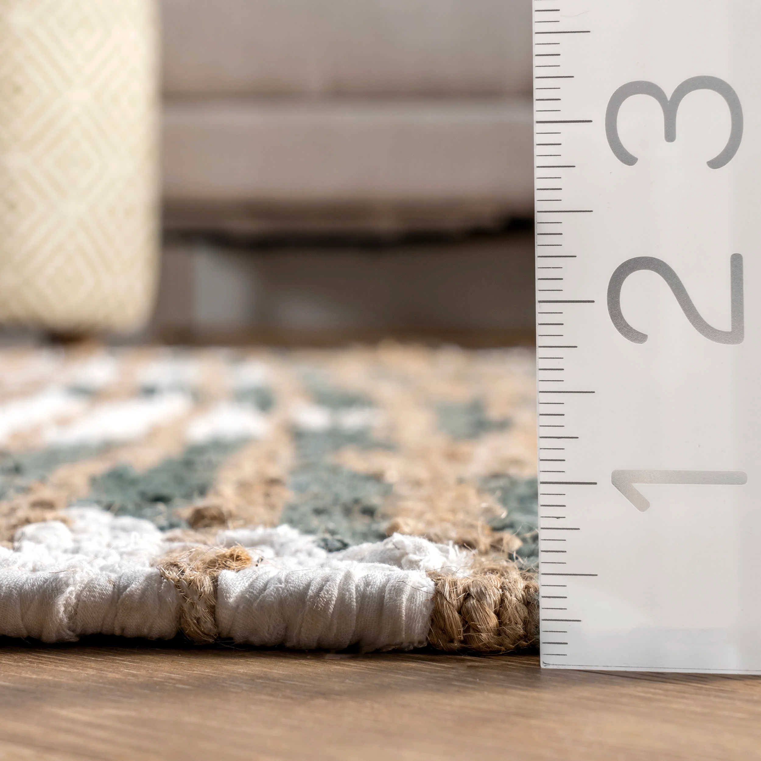 Hand Braided Denim And Jute Striped Diamonds Rug | Olive - Image 5