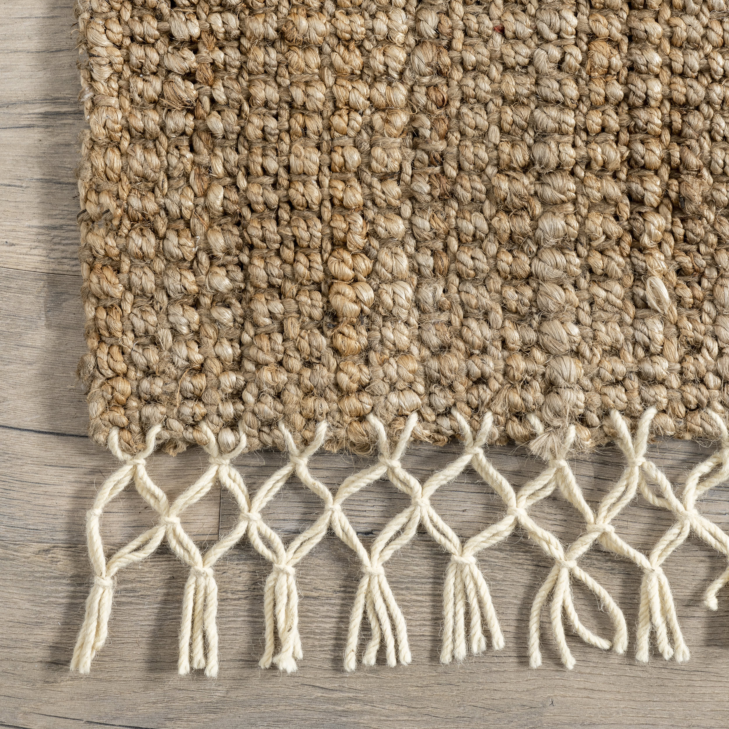 Hand Woven Jute with Wool Fringe Rug | Natural - Image 3
