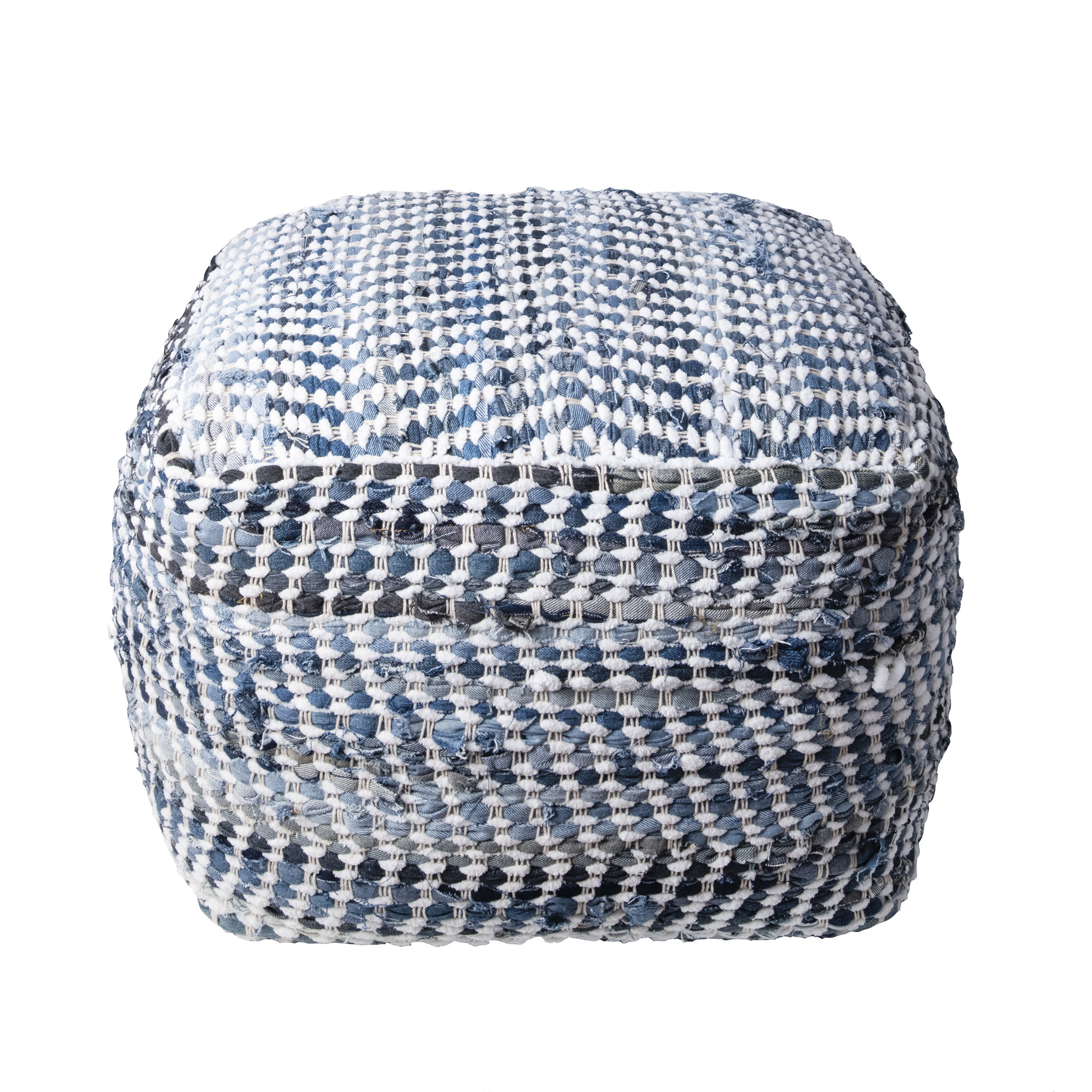 Handmade Denim Pouf | Blue - Image 3
