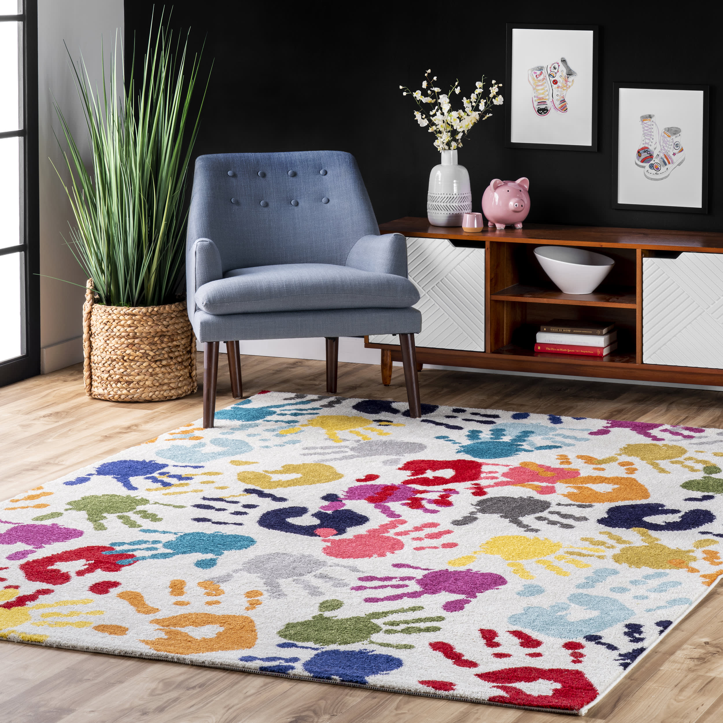 Handprint Collage Rug | Multicolor - Image 2