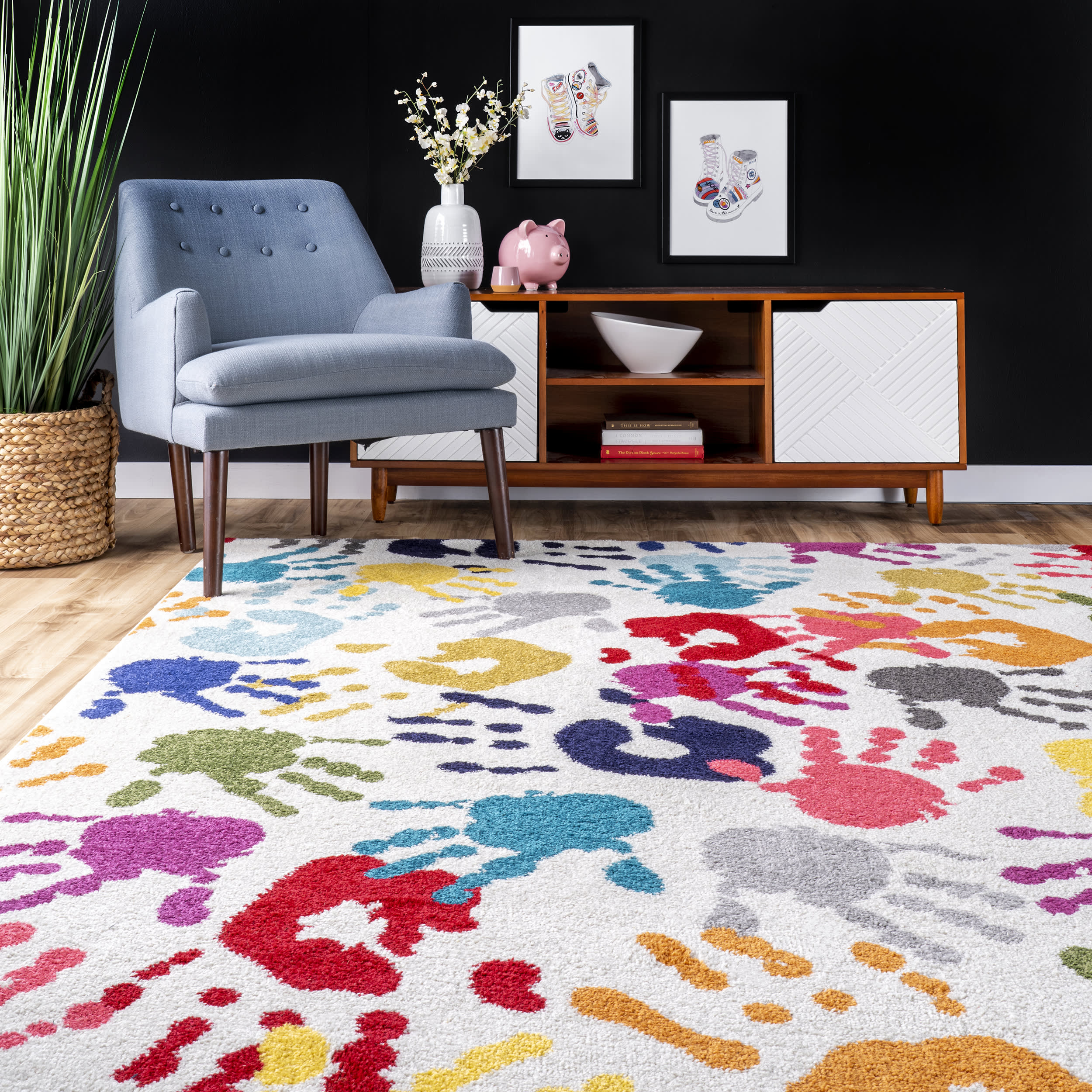 Handprint Collage Rug | Multicolor - Image 4