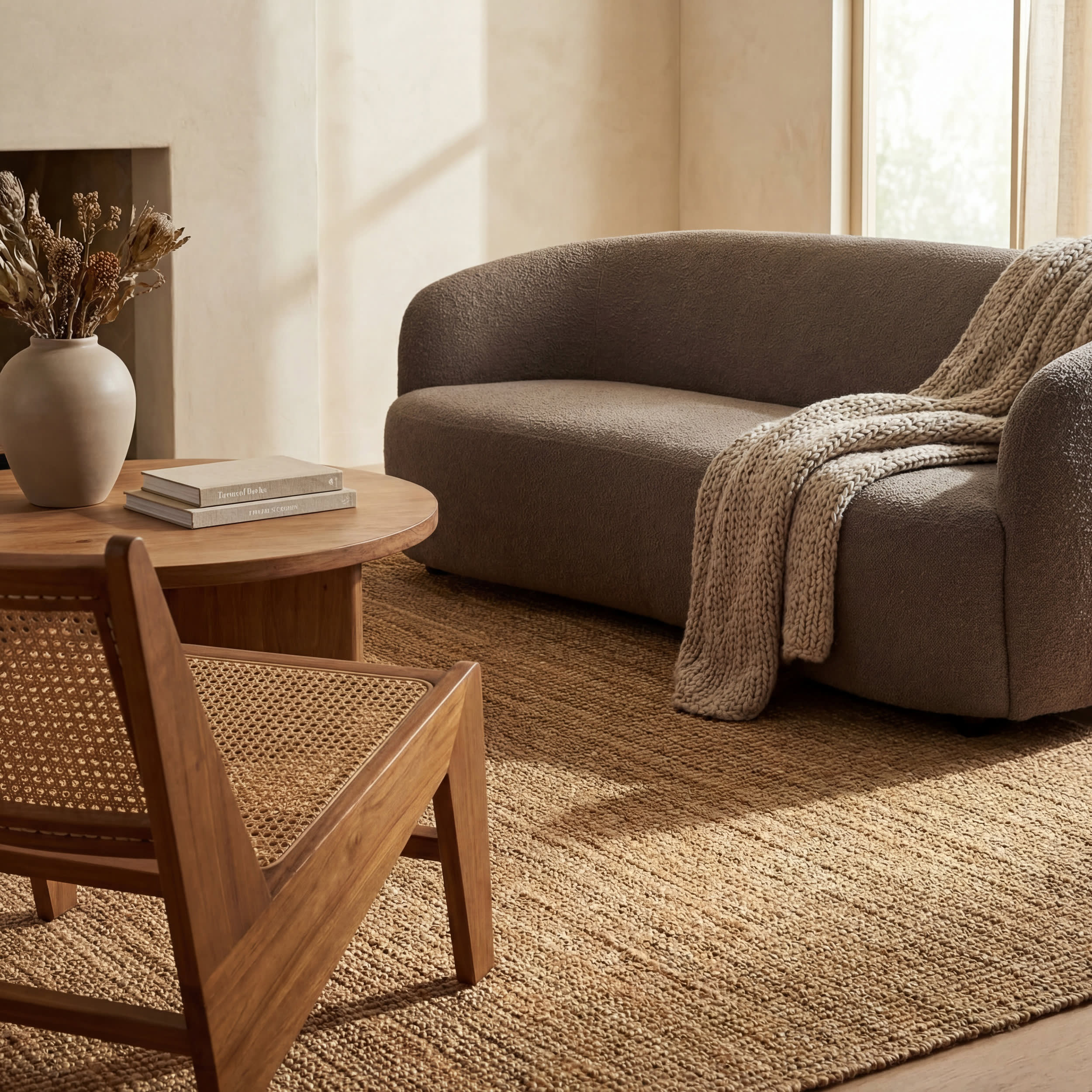 Handwoven Jute Ribbed Solid Rug | Natural - Image 4