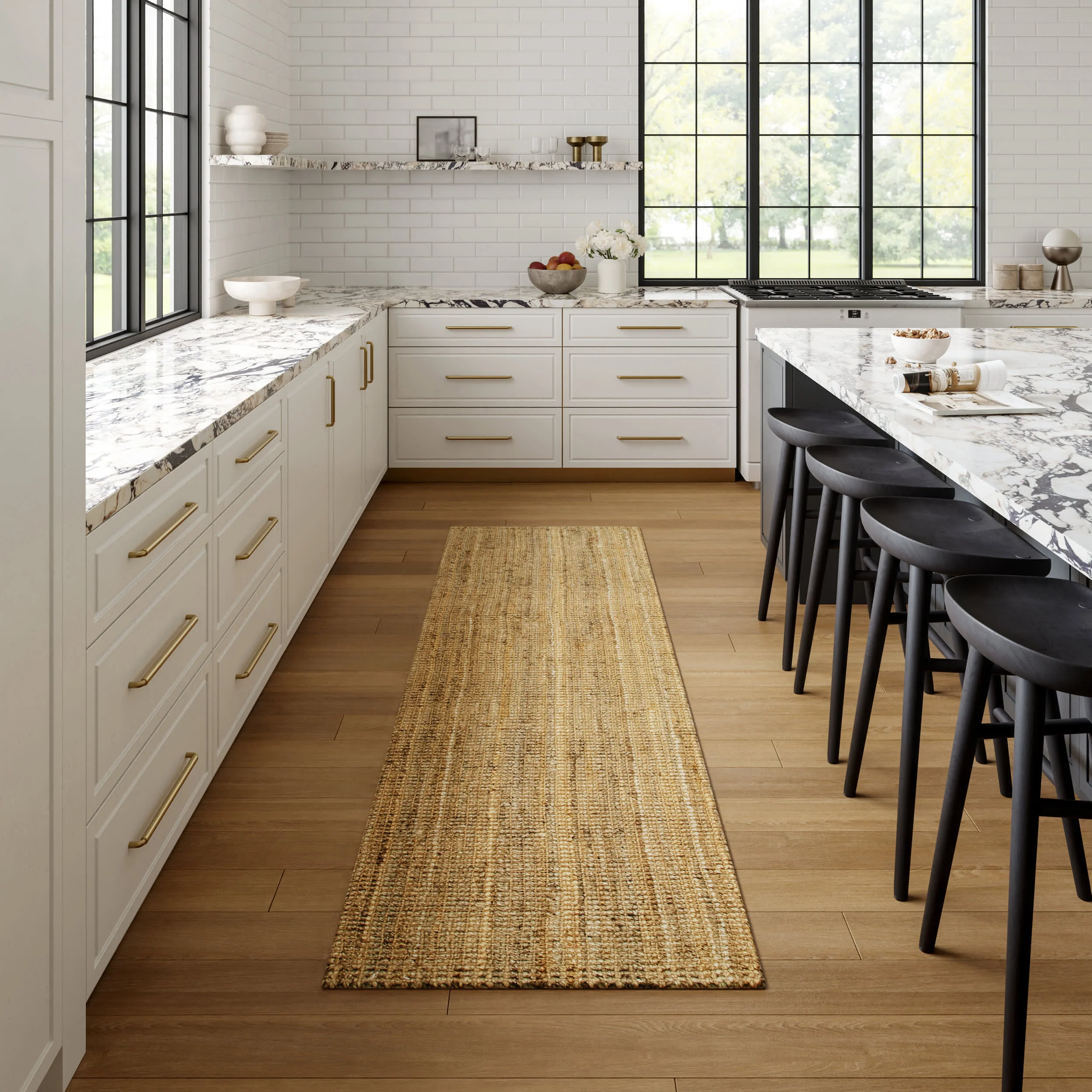 Handwoven Jute Ribbed Solid Rug | Natural - Image 2