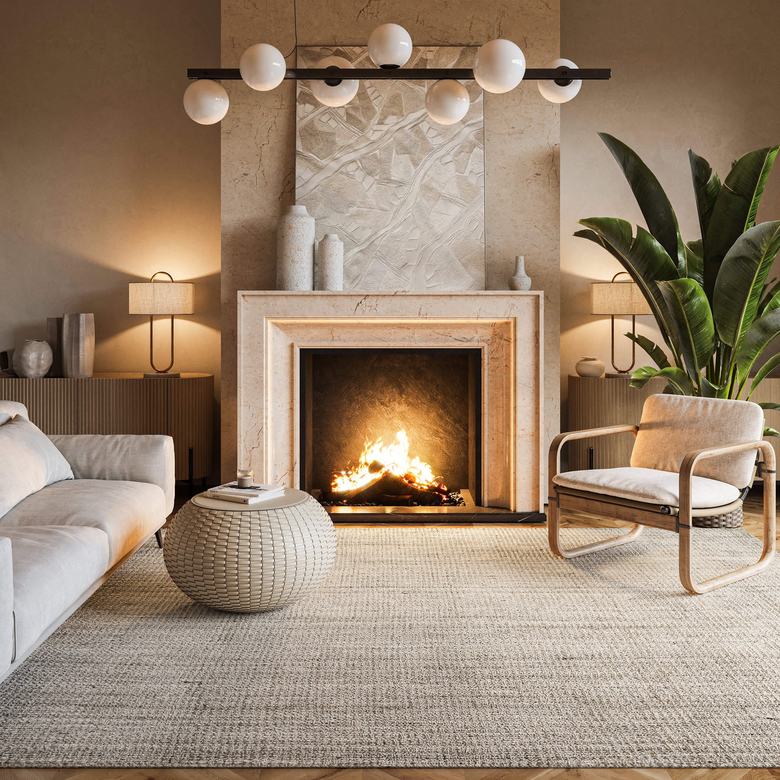 Handwoven Jute Ribbed Solid Rug | Off White - Image 2