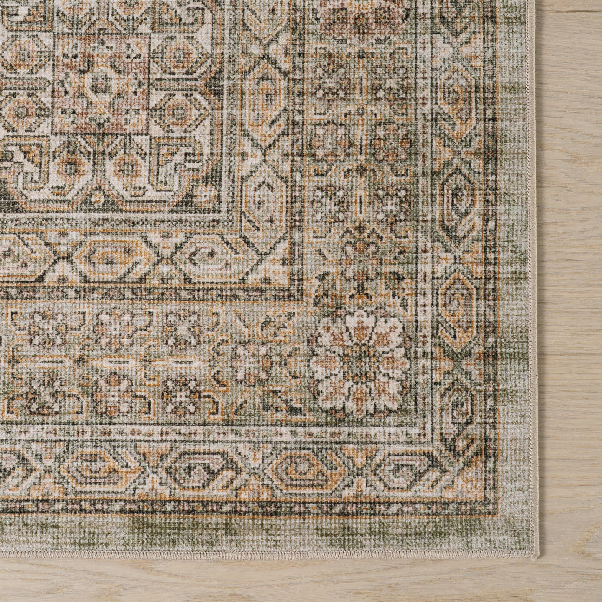 Hanesey Meallion Traditional Washable Rug | Beige - Image 4