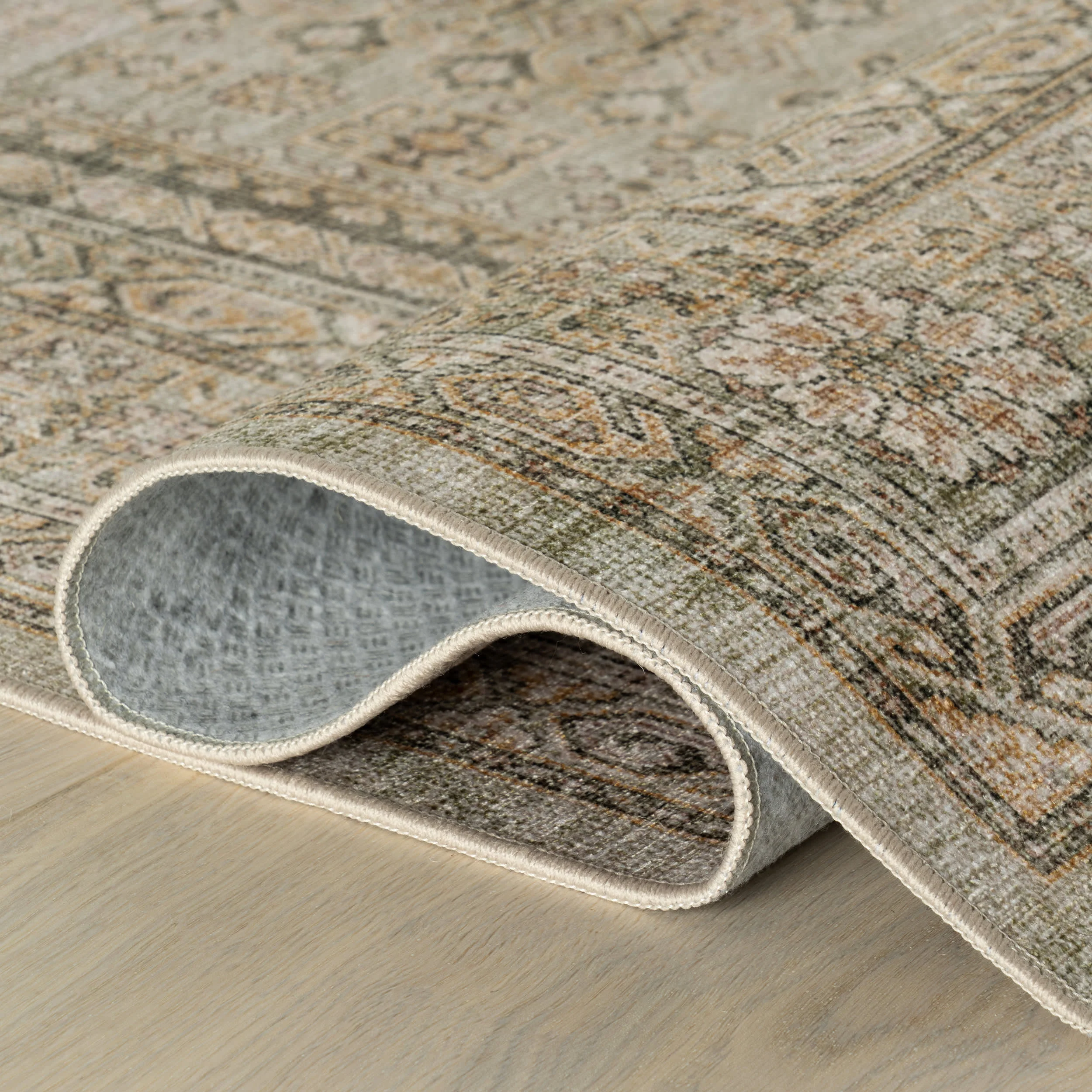 Hanesey Meallion Traditional Washable Rug | Beige - Image 7