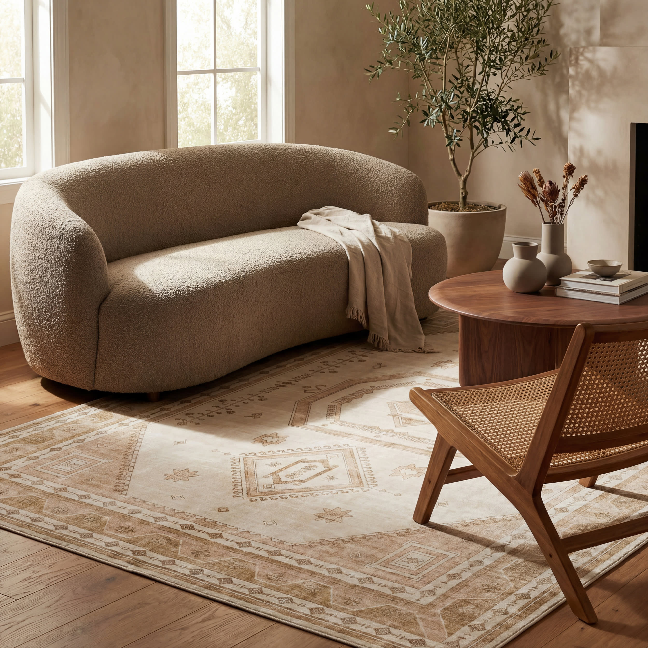 Hanice Oriental and Persian Washable Rug | Natural - Image 5