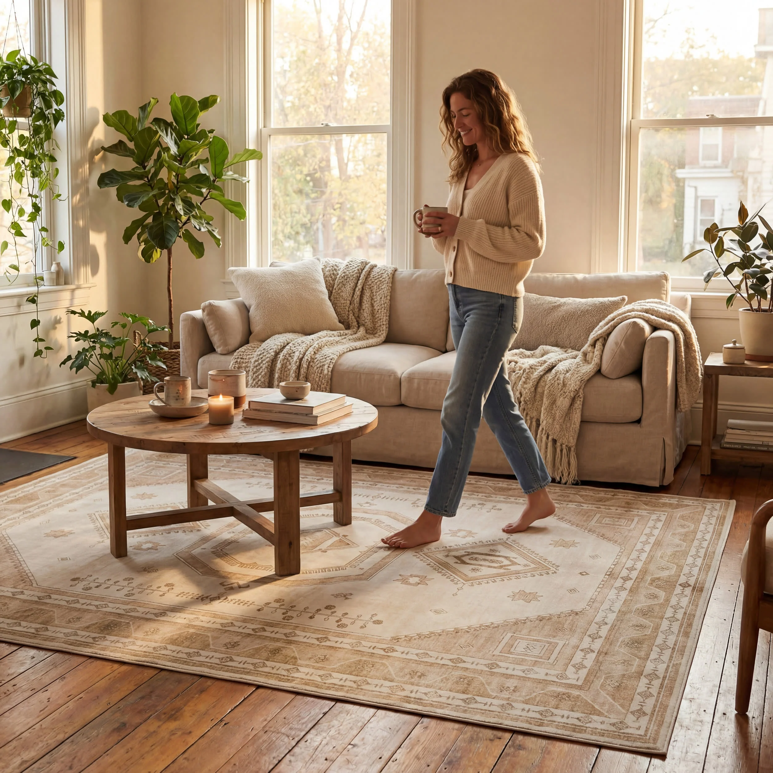 Hanice Oriental and Persian Washable Rug | Natural - Image 9