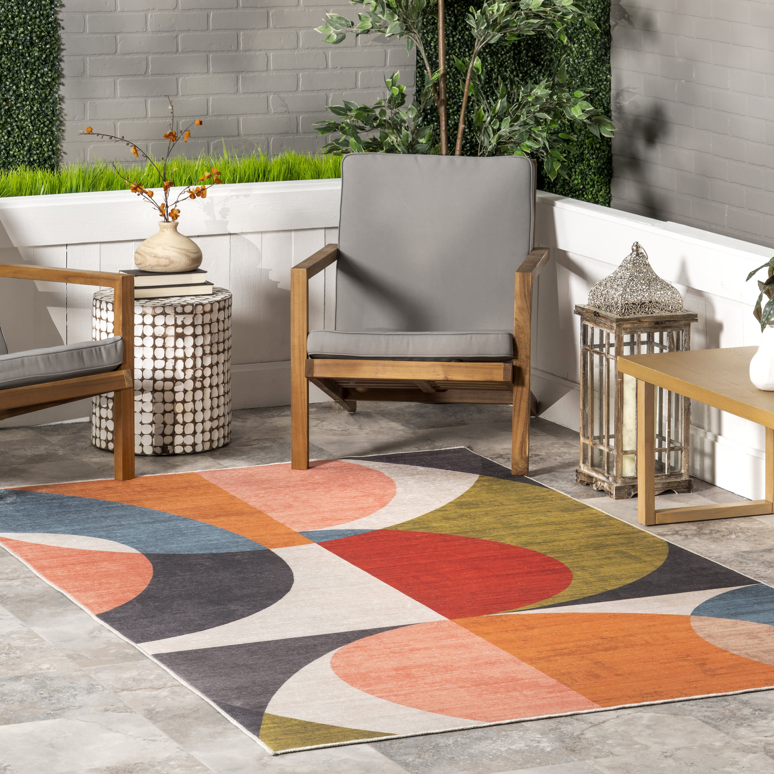 Hanna Halfmoon Washable Indoor/Outdoor Rug | Multicolor - Image 2